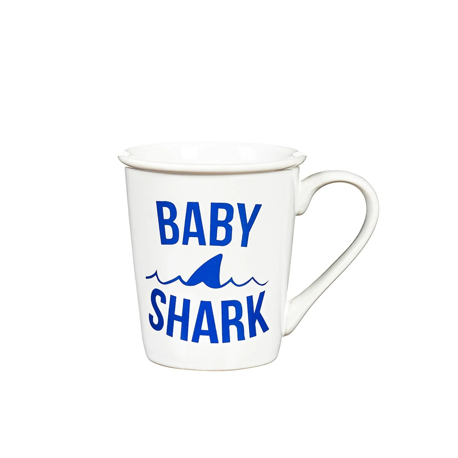 Coffee & Tea Cups>Plow & Hearth Daddy and Me Ceramic Cup Gift Set, 16 OZ and 8 OZ, Daddy Shark/Baby Shark