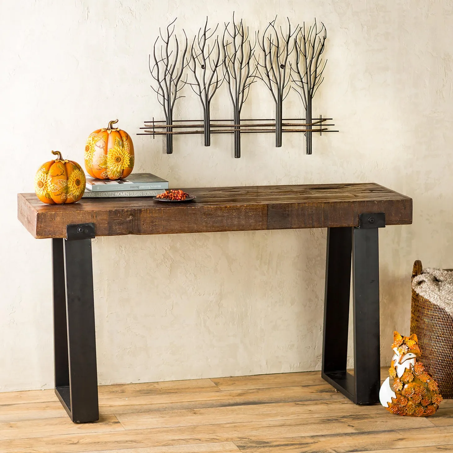 Garden Statues | Decorative Accents>Plow & Hearth Decorative Indoor/Outdoor Pumpkins With Carved-Wood Look, Set of 2