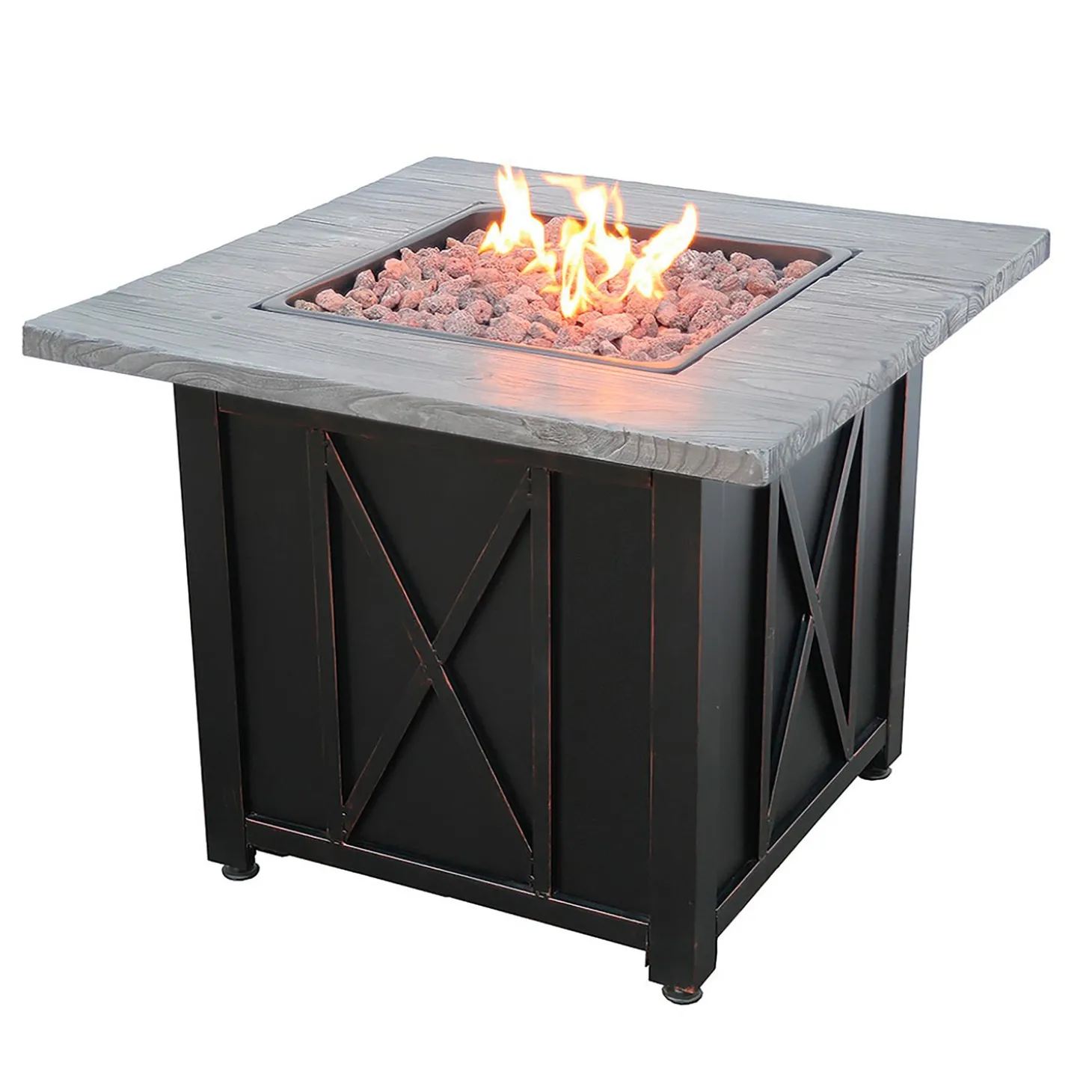 Fire Pits | Fire Pits>Plow & Hearth Delwood Outdoor Propane Gas Fire Pit with Resin Mantel