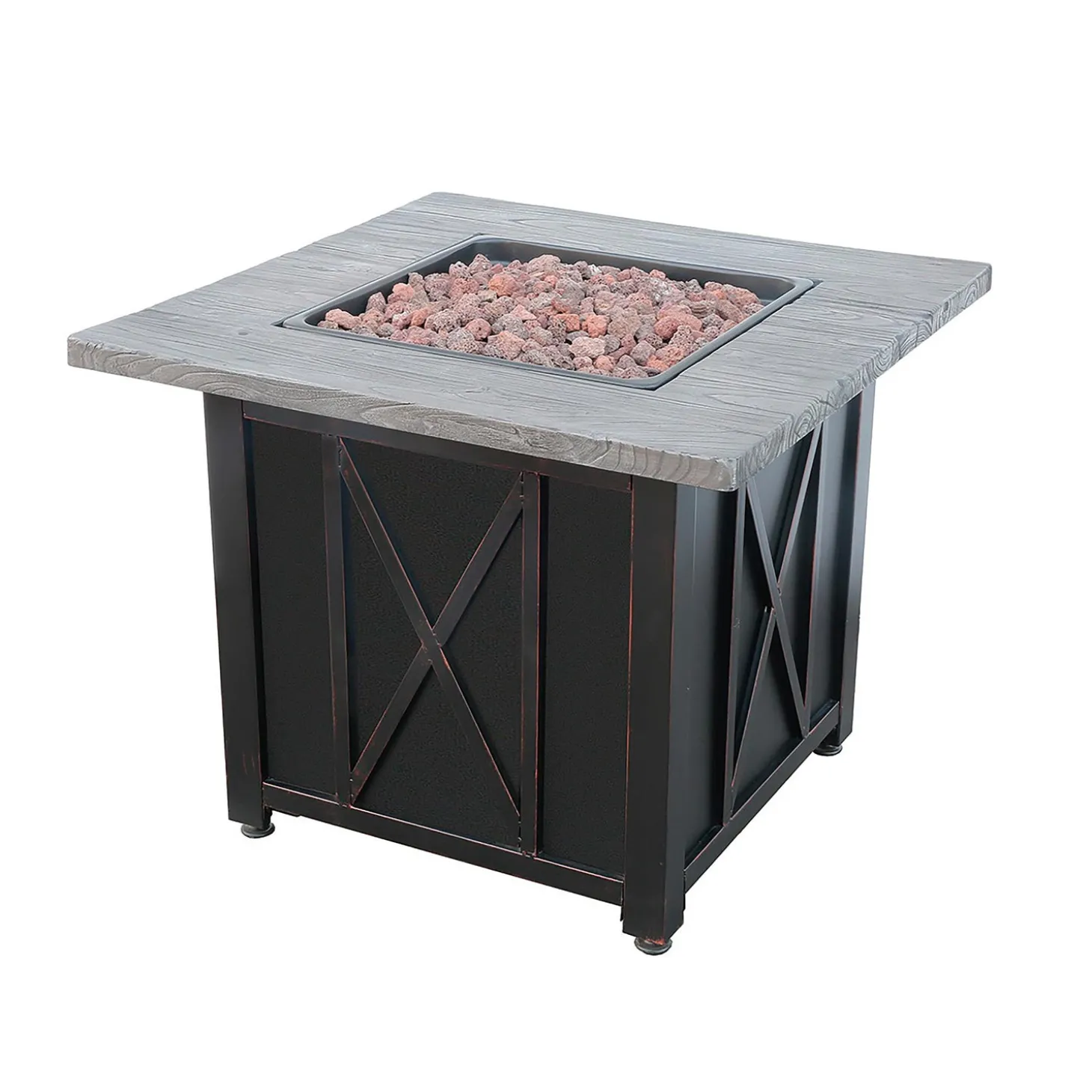 Fire Pits | Fire Pits>Plow & Hearth Delwood Outdoor Propane Gas Fire Pit with Resin Mantel