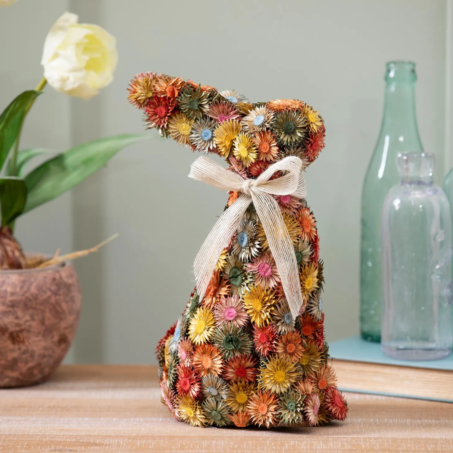 Decorative Accents>Plow & Hearth Easter Bunny Dried Floral Decor, 12"H