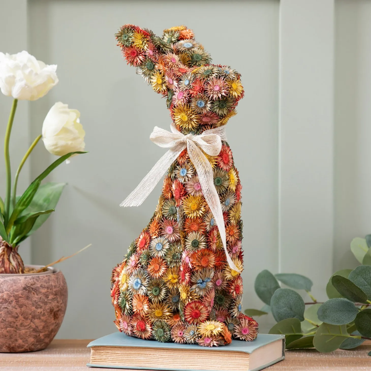 Decorative Accents>Plow & Hearth Easter Bunny Dried Floral Decor, 16"H
