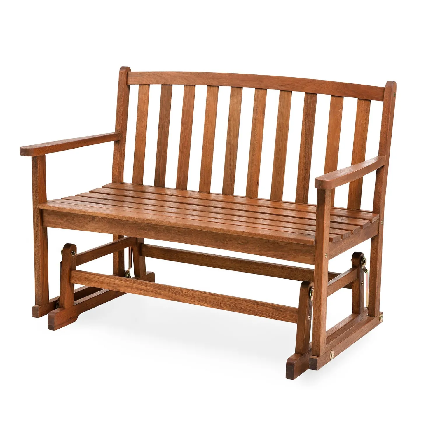 Chairs & Rockers | Rockers & Gliders>Plow & Hearth Eucalyptus Wood Love Seat Glider, Lancaster Outdoor Furniture Collection Natural