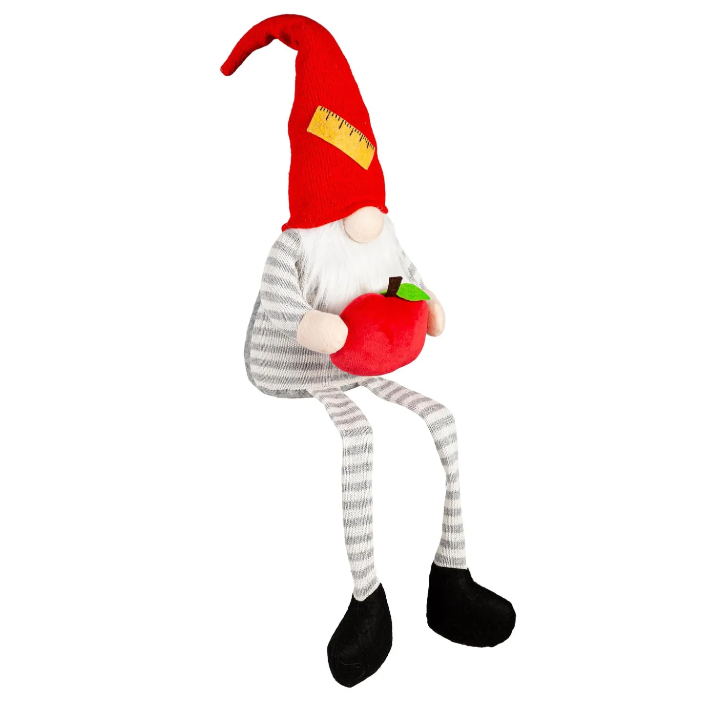 Decorative Accents>Plow & Hearth Fabric Teacher Gnome with Apple and Dangling Legs Table Décor