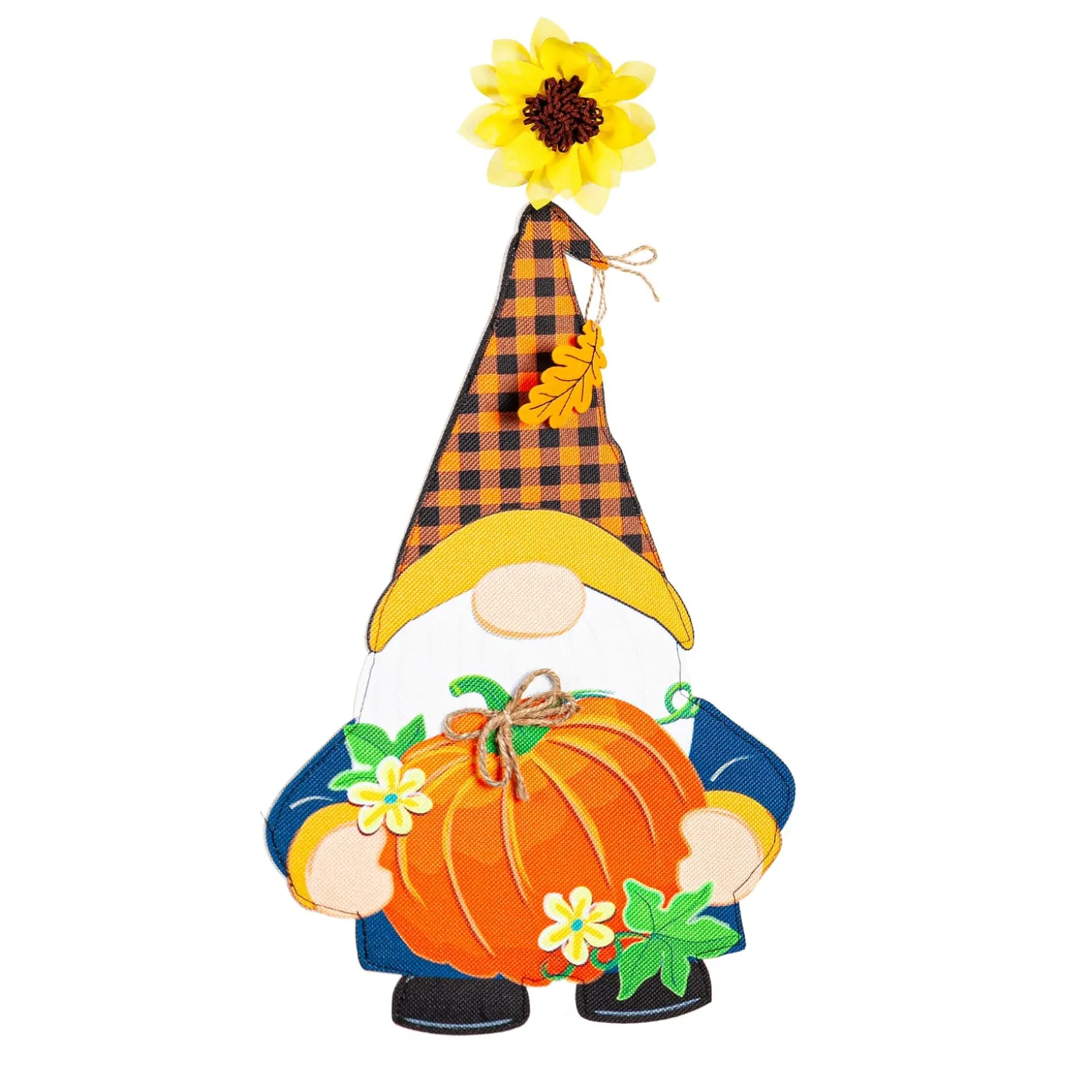 Fabric Door Hangers>Plow & Hearth Fall Gnome with Pumpkin Lighted Window Décor