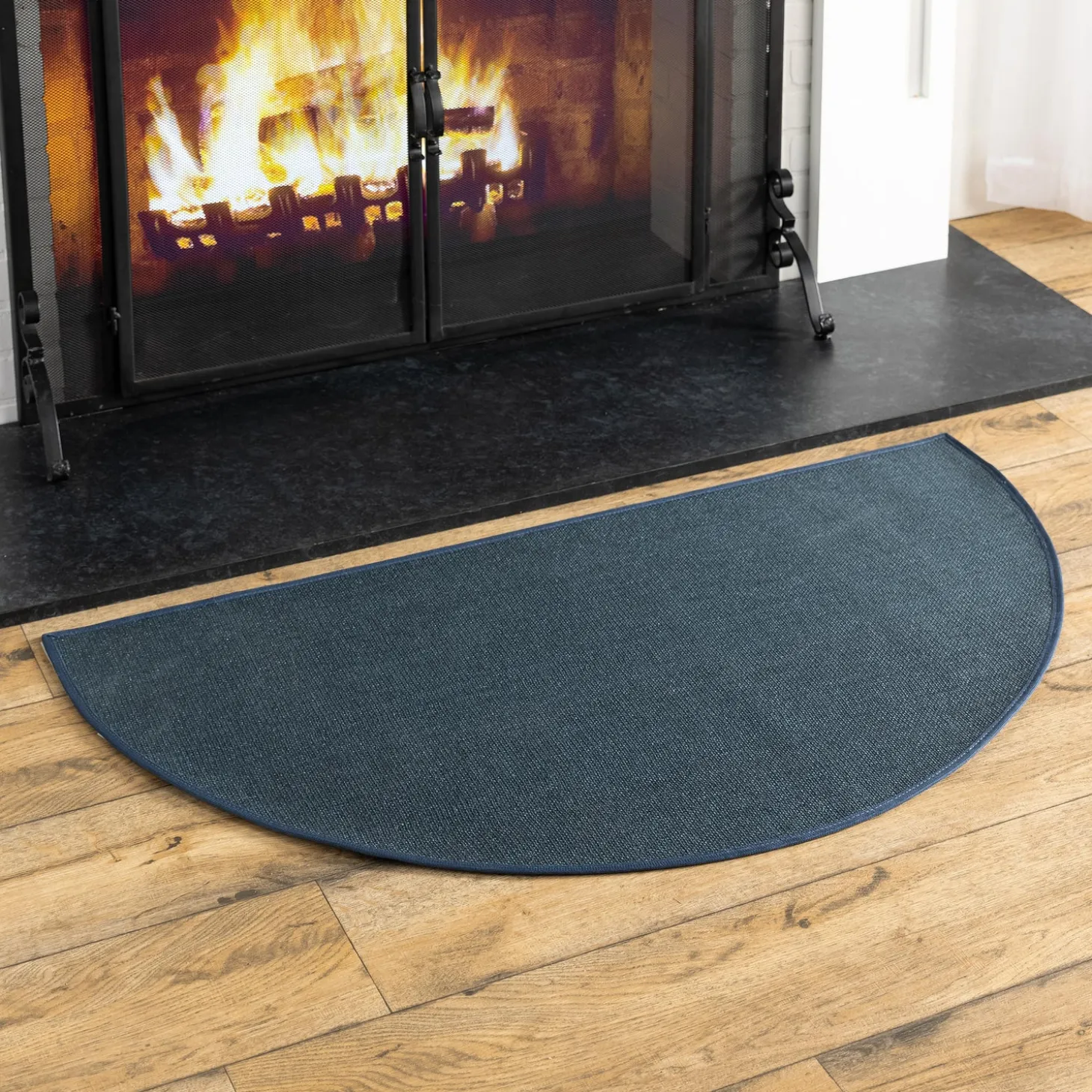 Hearth Rugs | Hearth Rugs>Plow & Hearth Flame Resistant Fiberglass Half Round Hearth Rug, 27" x 48"