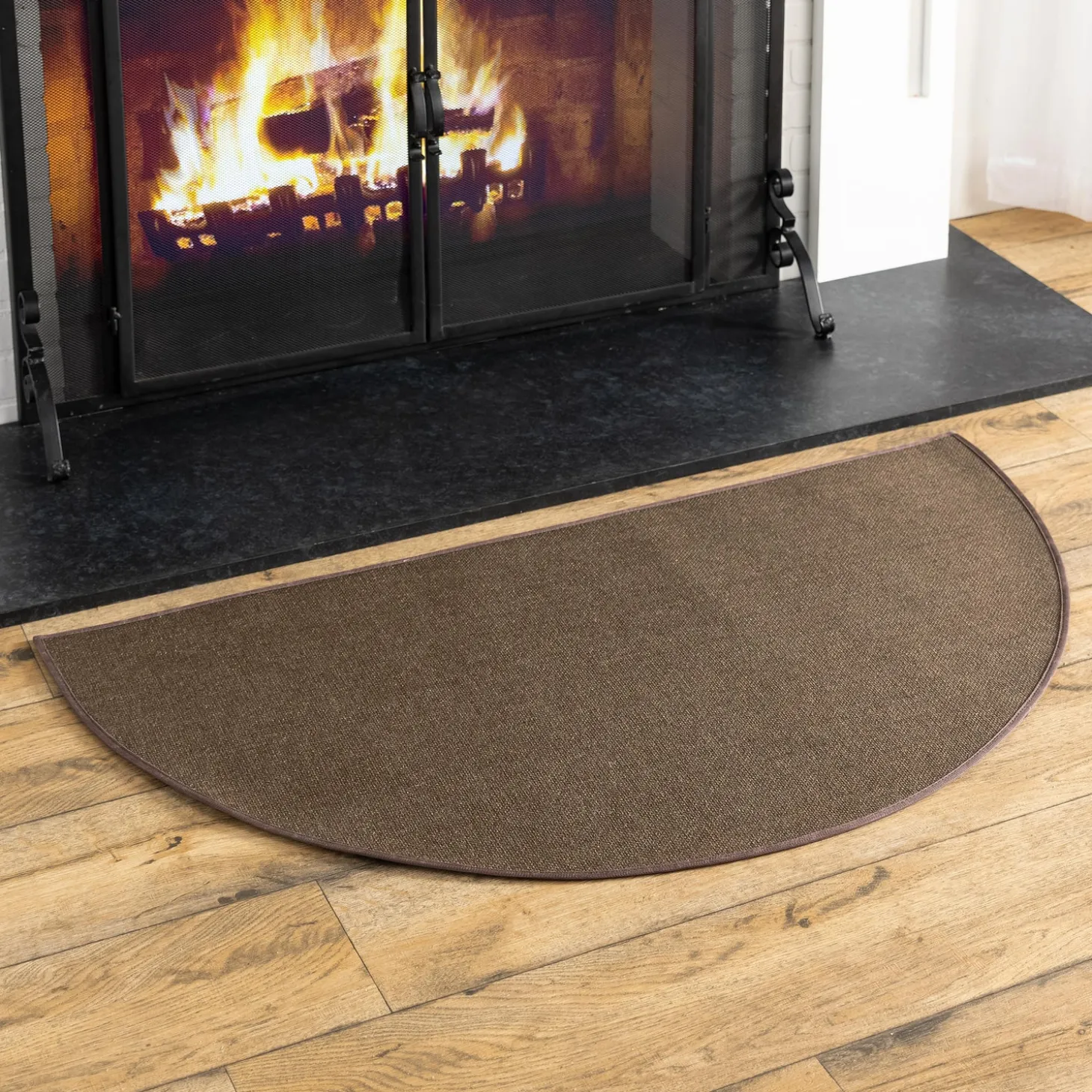 Hearth Rugs | Hearth Rugs>Plow & Hearth Flame Resistant Fiberglass Half Round Hearth Rug, 27" x 48"