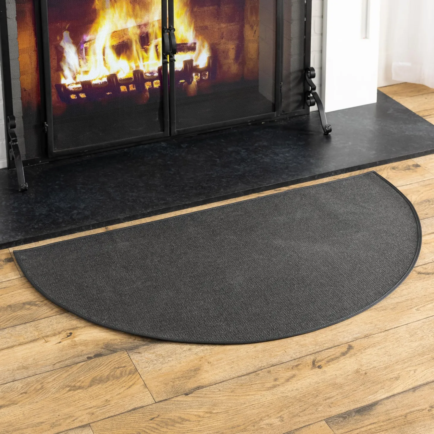 Hearth Rugs | Hearth Rugs>Plow & Hearth Flame Resistant Fiberglass Half Round Hearth Rug, 27" x 48"