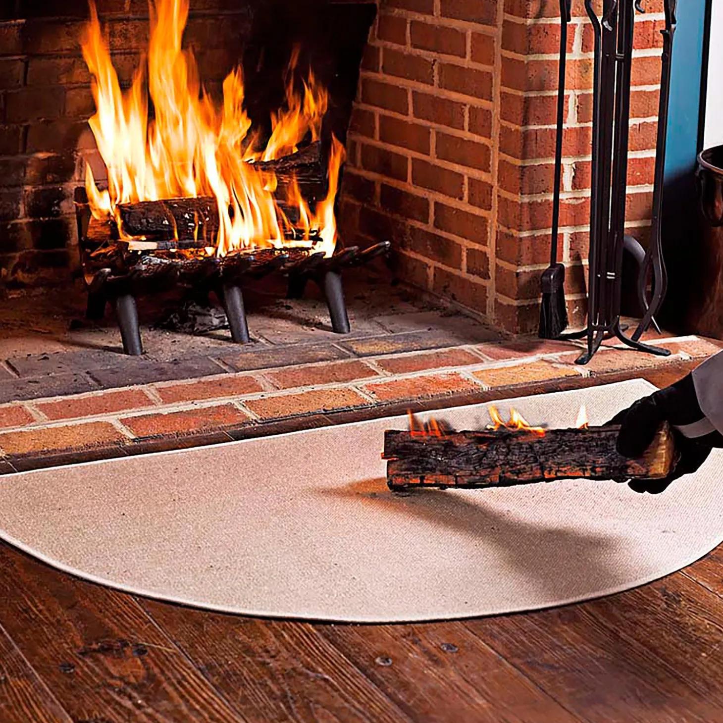 Hearth Rugs | Hearth Rugs>Plow & Hearth Flame Resistant Fiberglass Half Round Hearth Rug, 27" x 48"