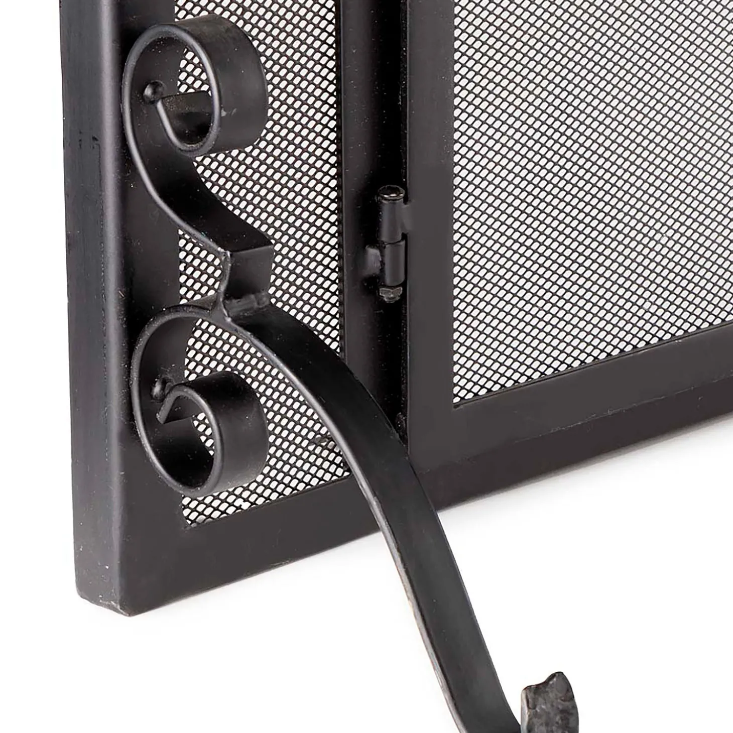 Fireplace Screens With Doors>Plow & Hearth Flat Guard Fire Screens With Doors in Solid Steel, 44"W x 33"H