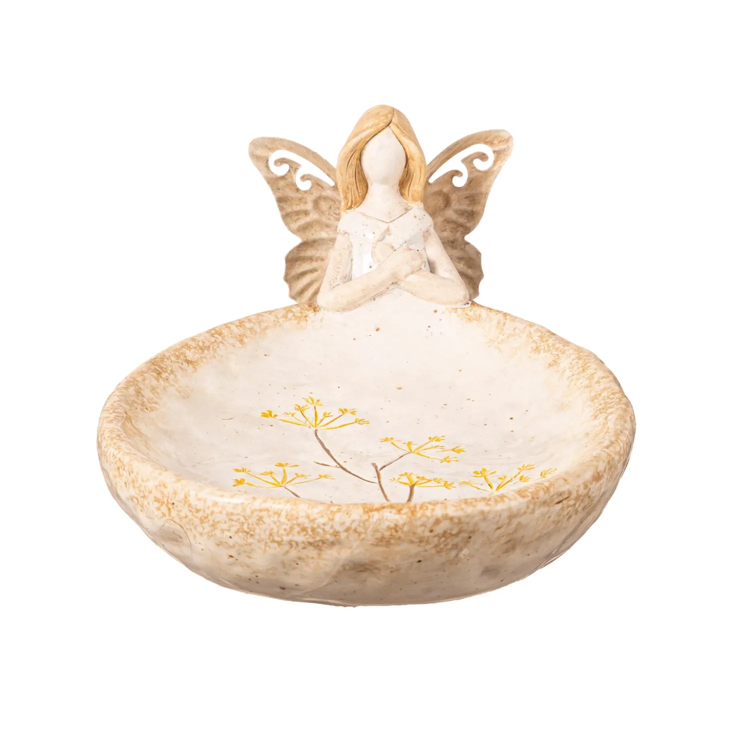 Decorative Accents>Plow & Hearth Floral Angel Ceramic Decorative Dish, 8.5"