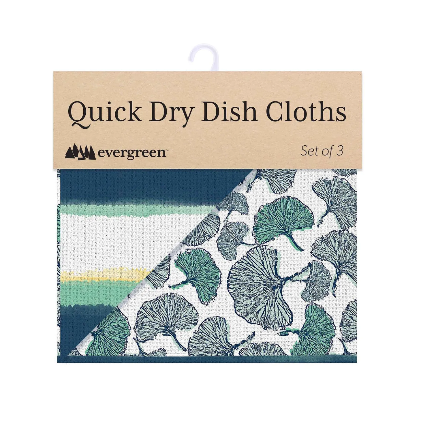 Kitchen Linens>Plow & Hearth Ginkgo Blue Quick Dry Dish Cloth, Set of 3, 10" x 10"