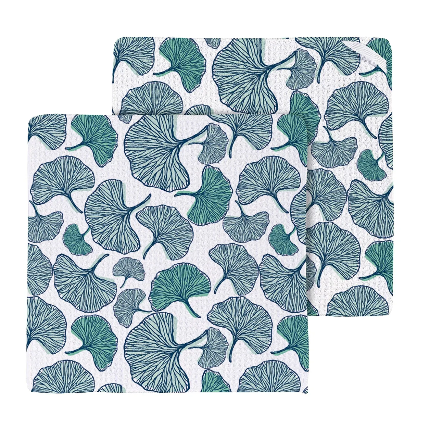 Kitchen Linens>Plow & Hearth Ginkgo Blue Quick Dry Dish Cloth, Set of 3, 10" x 10"