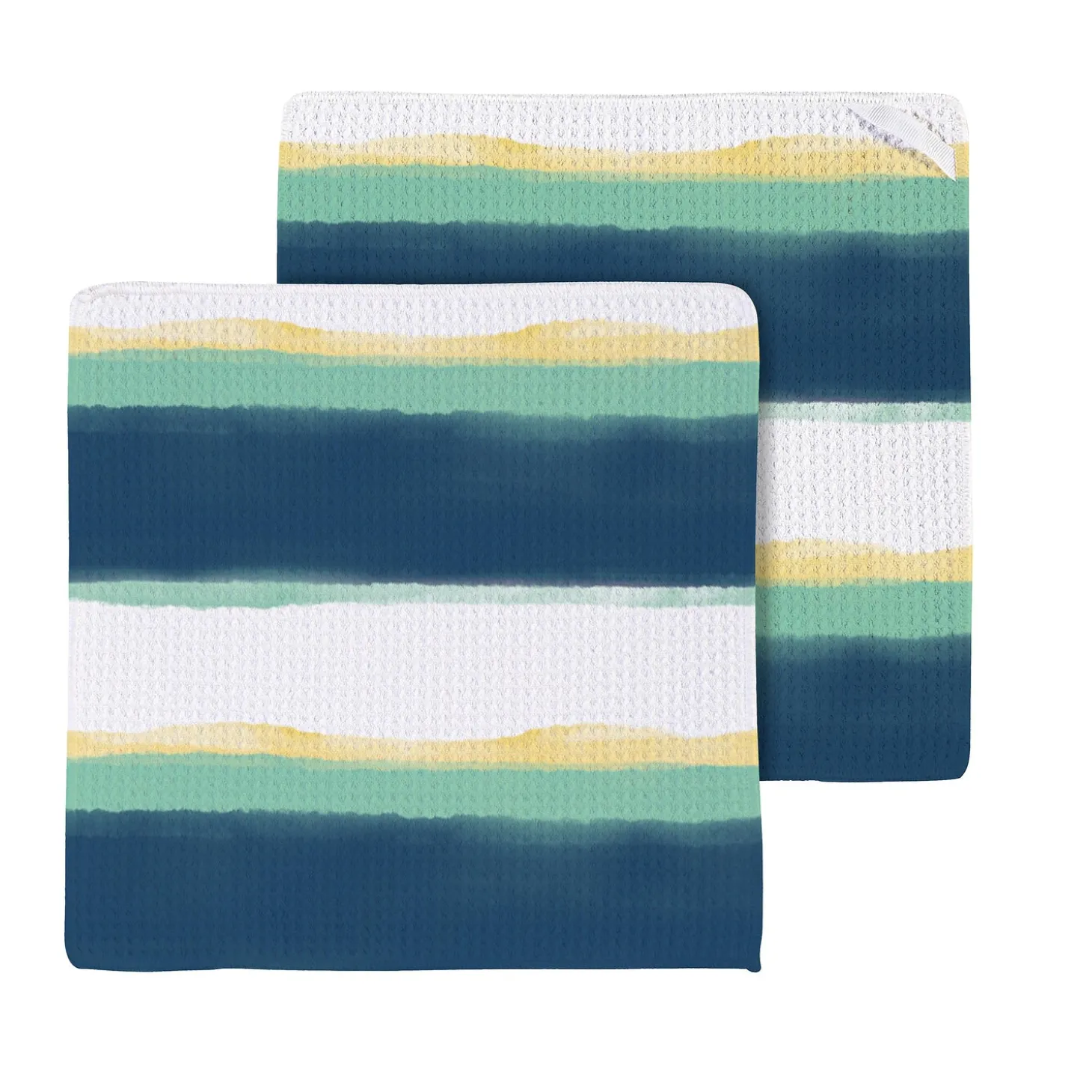 Kitchen Linens>Plow & Hearth Ginkgo Blue Quick Dry Dish Cloth, Set of 3, 10" x 10"
