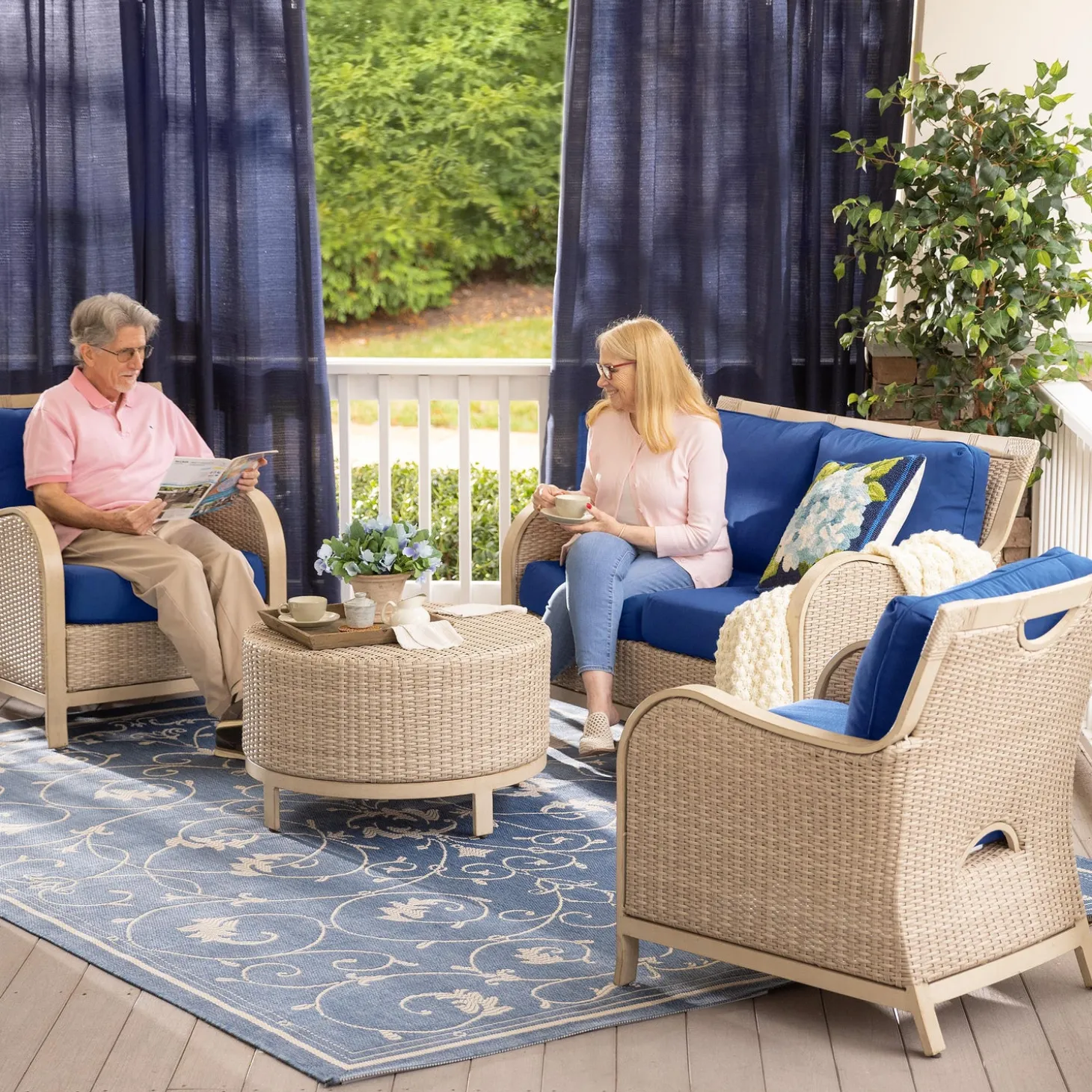Shades & Umbrellas | Outdoor Curtains>Plow & Hearth Grasscloth Outdoor Curtain Panel with Grommet Top, 54"W x 96"L