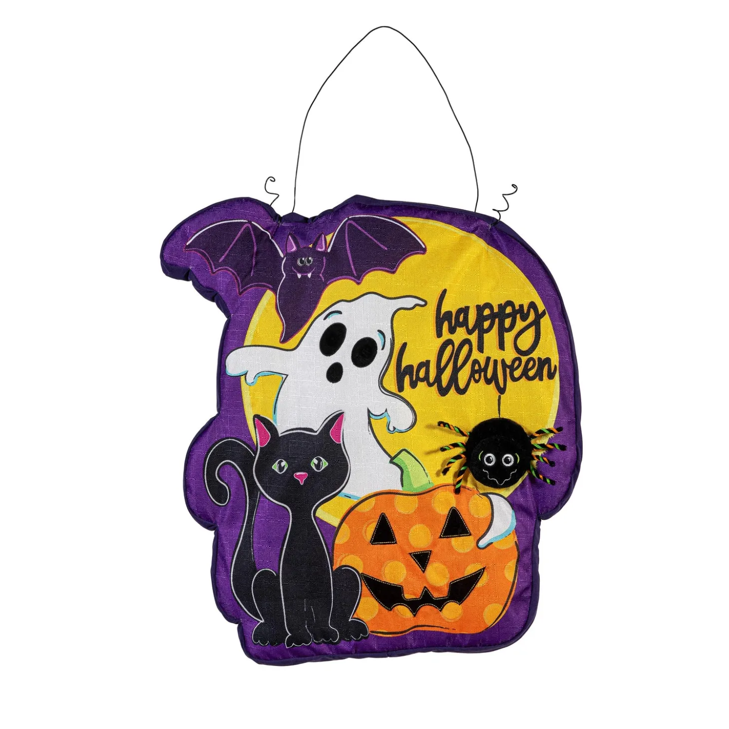 Fabric Door Hangers>Plow & Hearth Halloween Friends Lighted Estate Door Décor