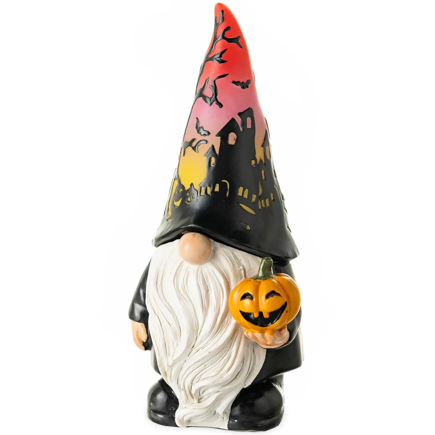 Decorative Accents | Lighted Accents>Plow & Hearth Halloween Gnome with Lighted Hat and Pumpkin