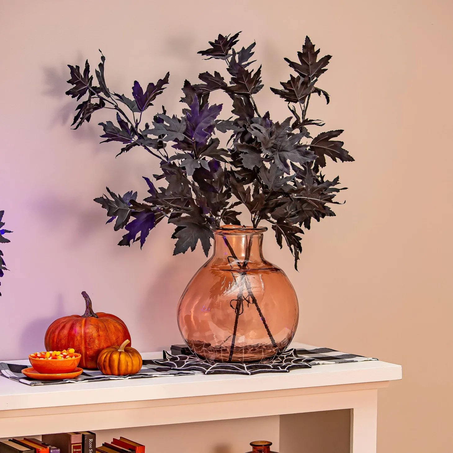 Faux Flowers & Plants | Lighted Trees & Garlands>Plow & Hearth Halloween Maple Indoor/Outdoor LED Color Changing Artificial Branch, 33"H