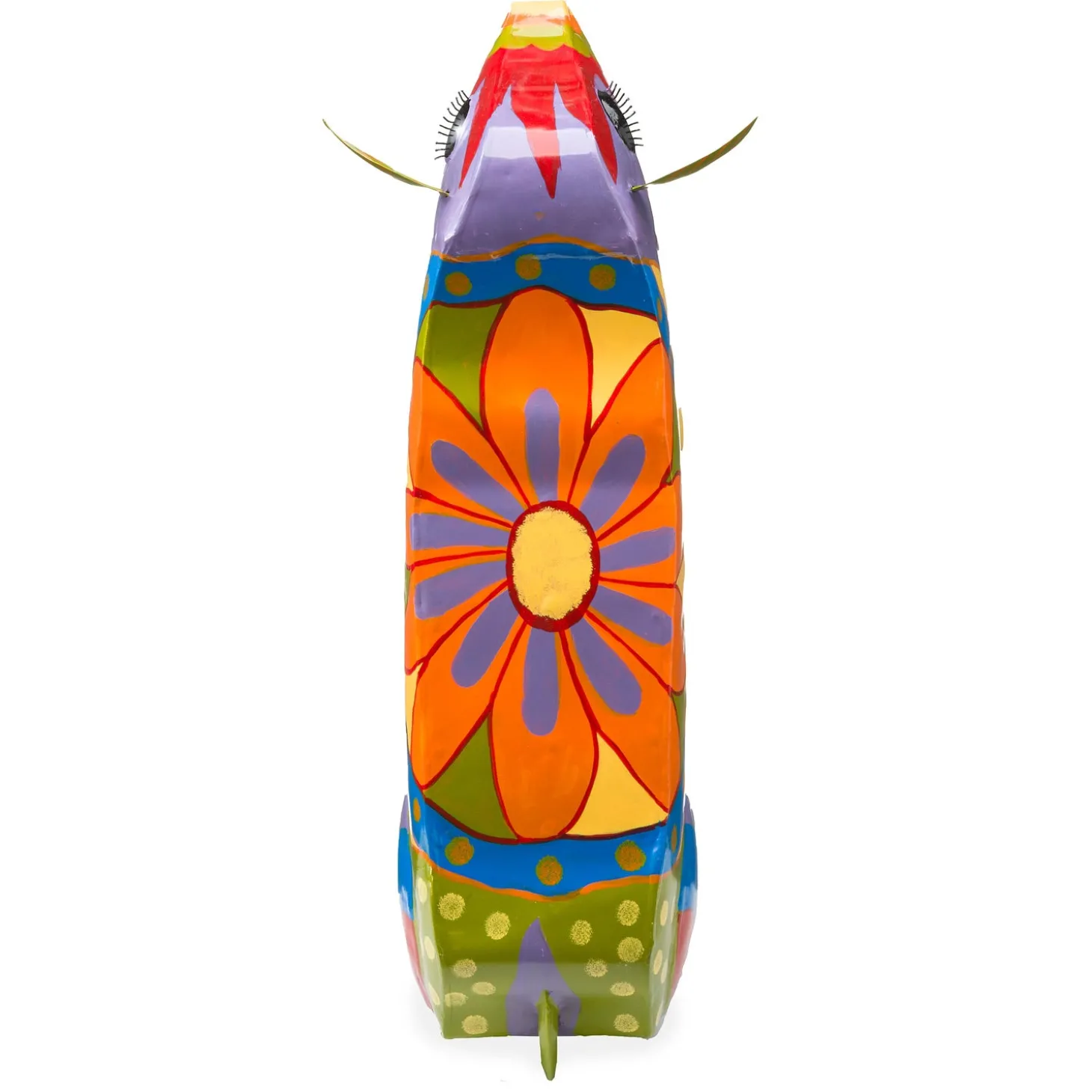 Accent Tables | Outdoor Side Tables>Plow & Hearth Handmade Colorful Painted Folk Art Cow Metal Side Table
