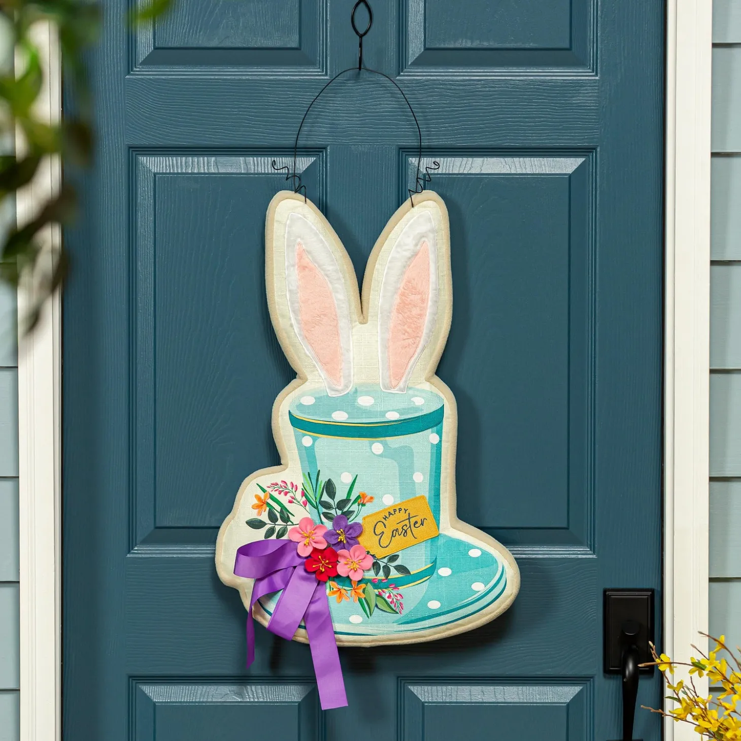 Fabric Door Hangers>Plow & Hearth Happy Easter Floral Hat Estate Door Décor