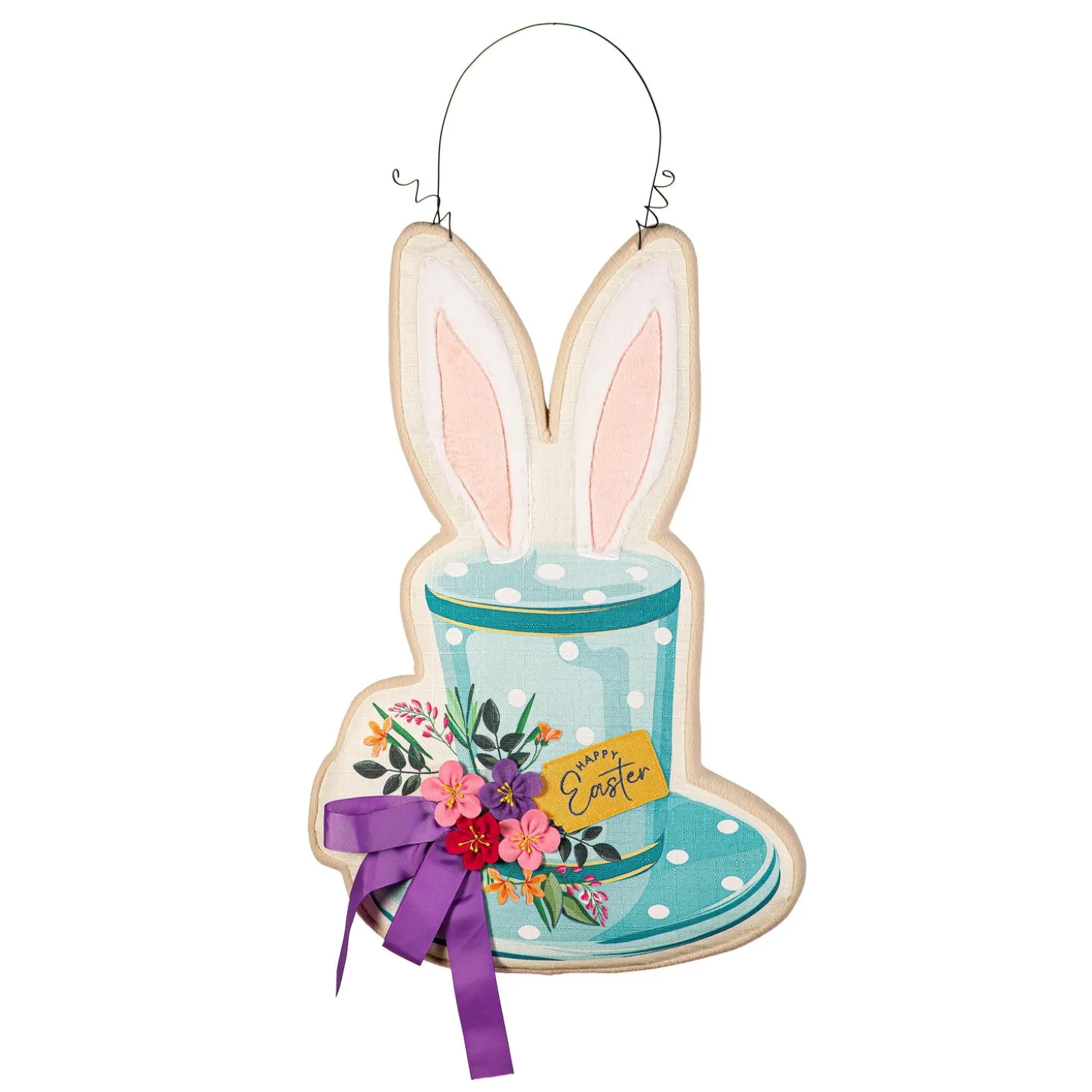 Fabric Door Hangers>Plow & Hearth Happy Easter Floral Hat Estate Door Décor