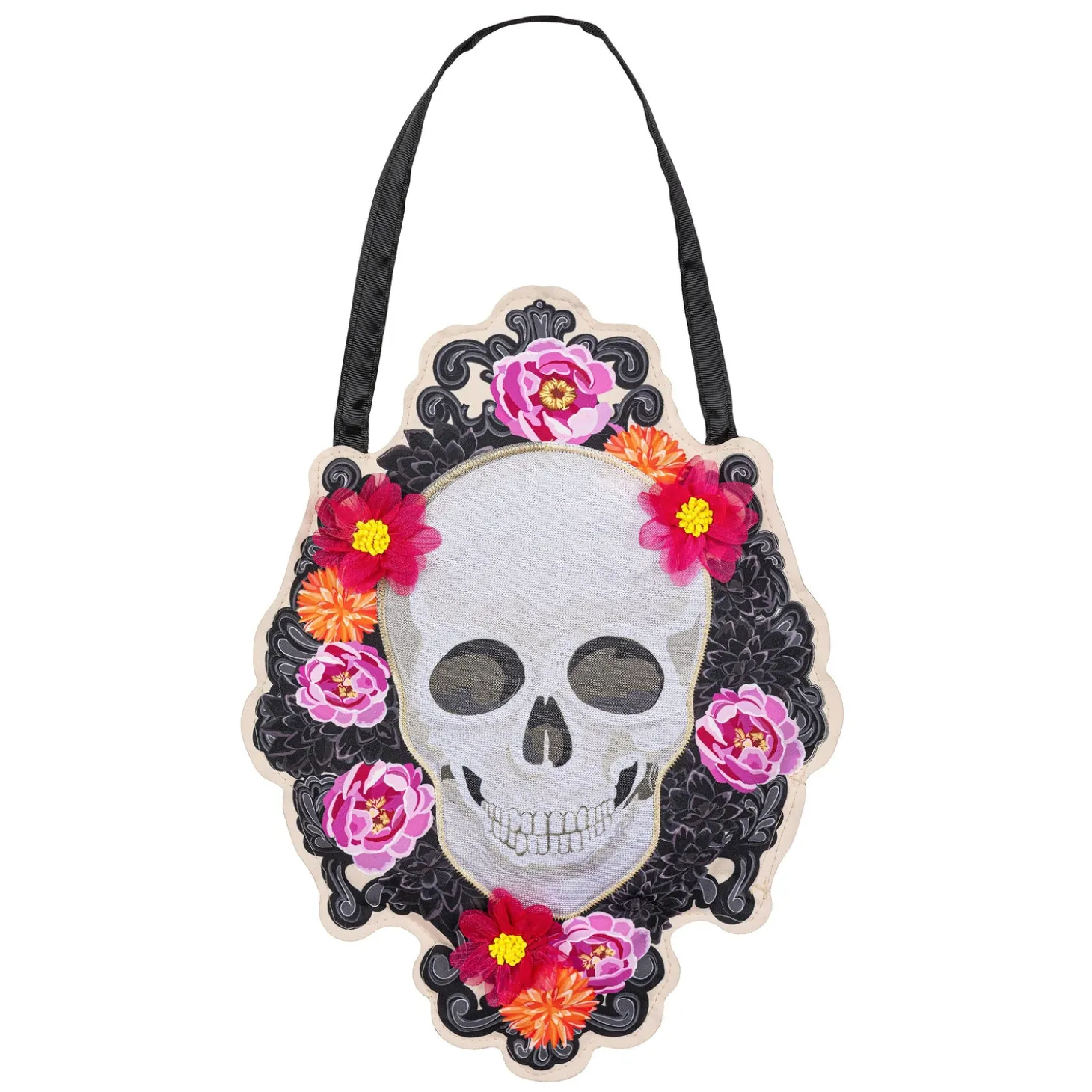 Fabric Door Hangers>Plow & Hearth Happy Skull Floral Door Décor