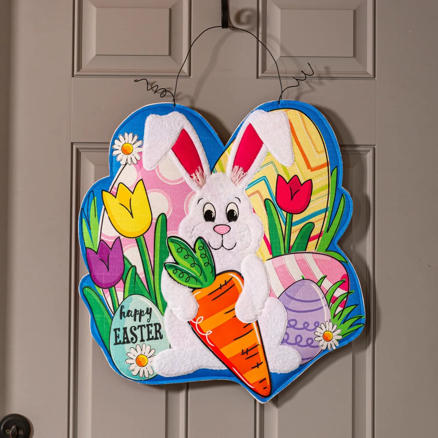 Fabric Door Hangers>Plow & Hearth Happy Valentine's Day Sweethearts/ Happy Easter Bunny Double Sided Estate Door Décor