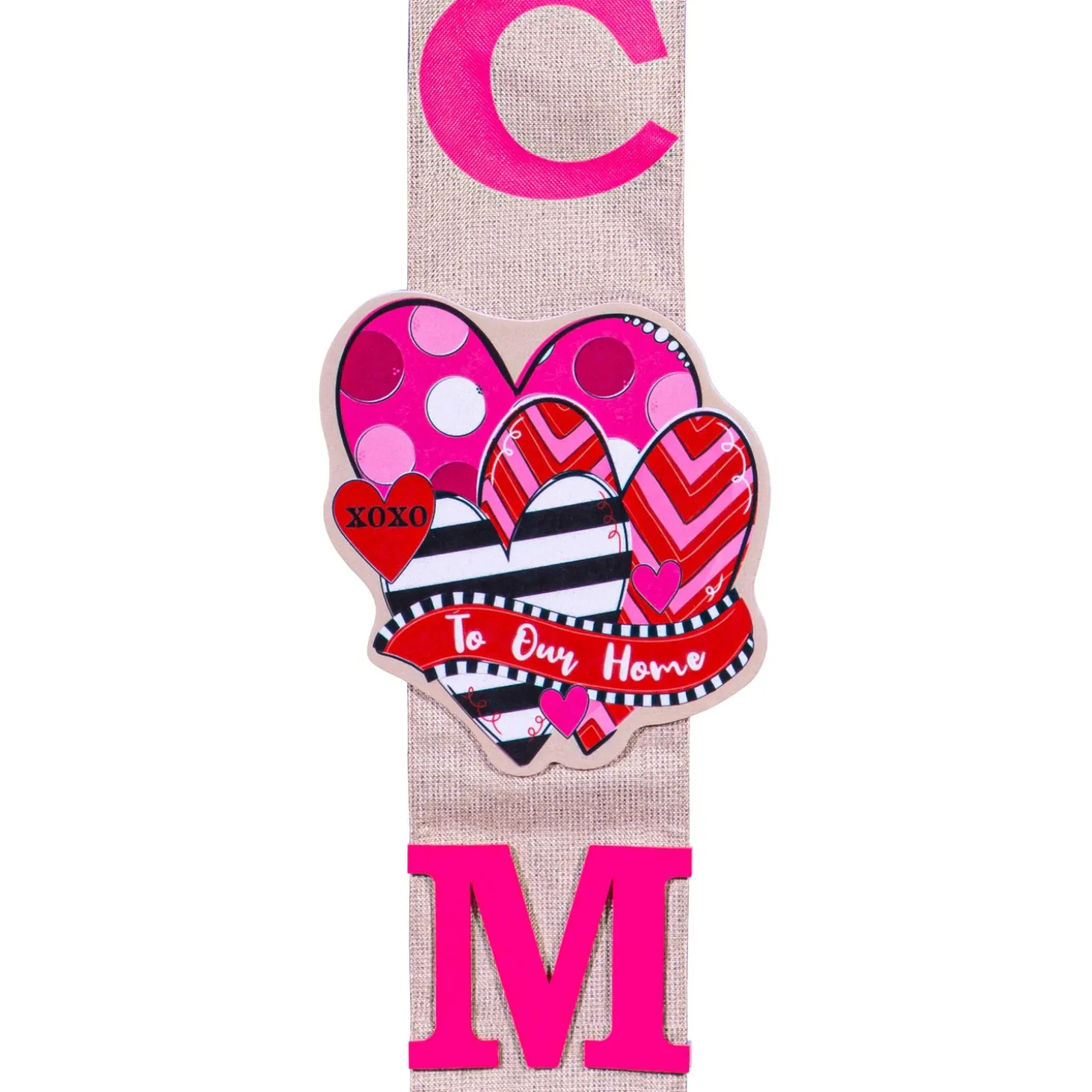 Fabric Door Hangers>Plow & Hearth Happy Valentine's Day Sweethearts/ Happy Easter Bunny with Carrot Double Sided Door Banner