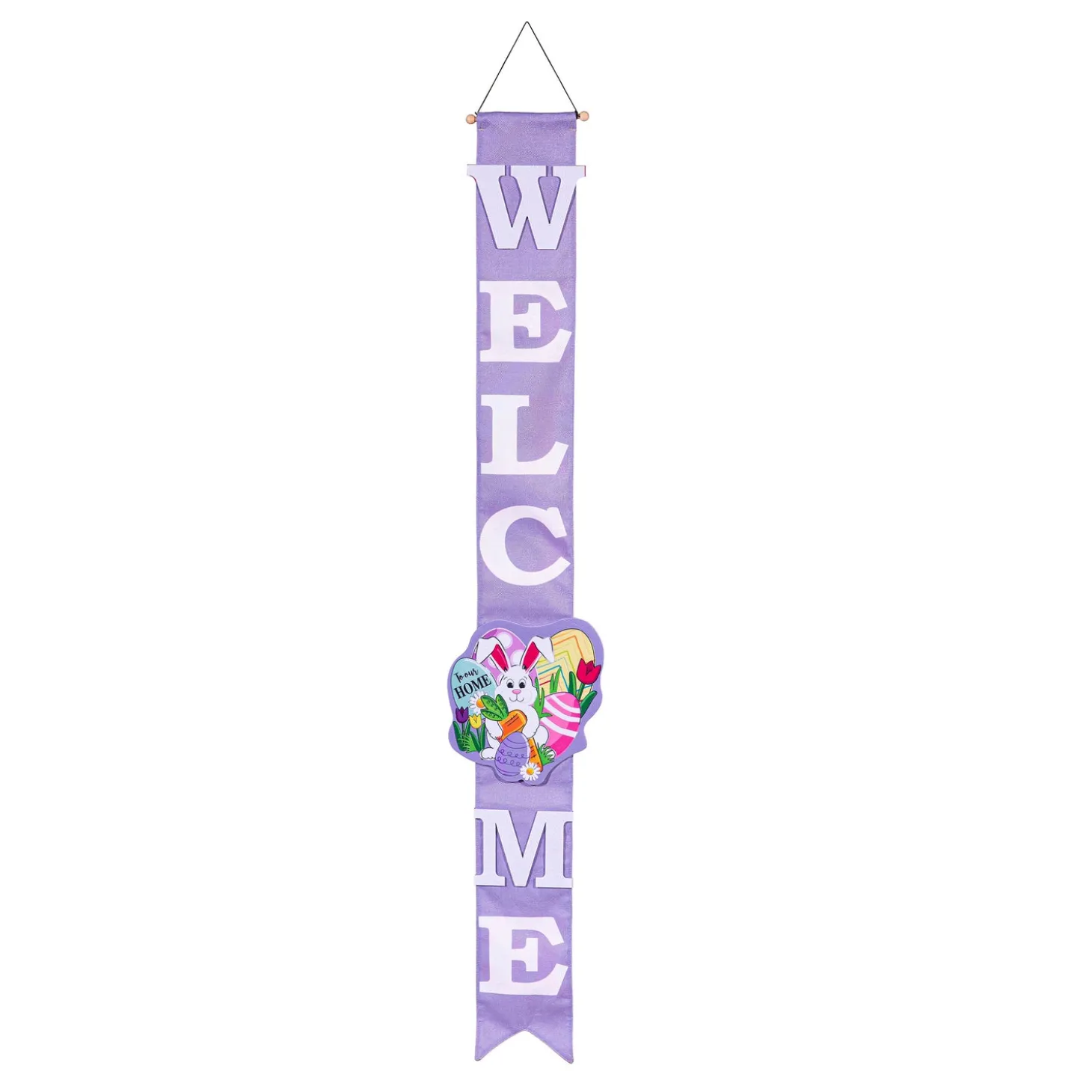 Fabric Door Hangers>Plow & Hearth Happy Valentine's Day Sweethearts/ Happy Easter Bunny with Carrot Double Sided Door Banner