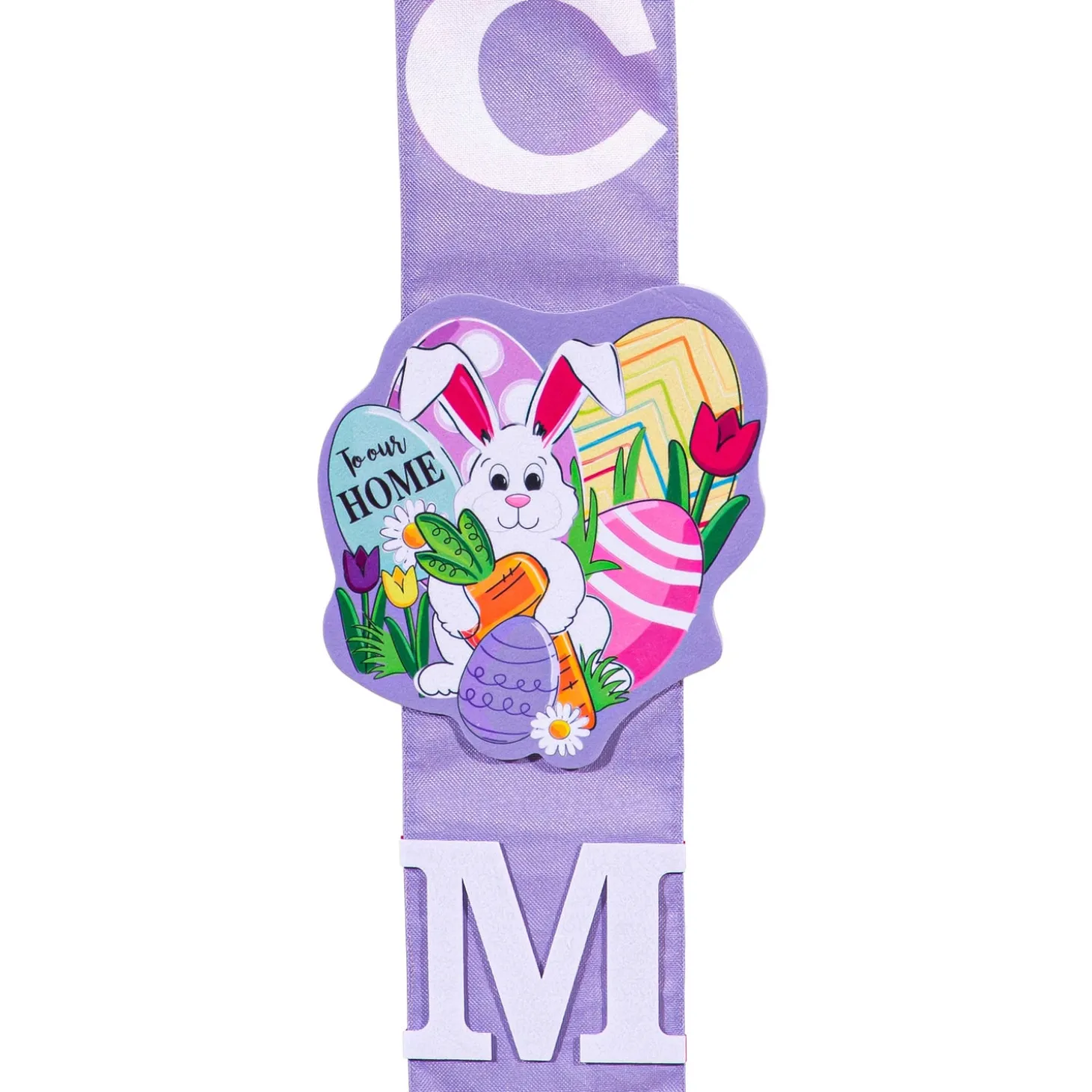 Fabric Door Hangers>Plow & Hearth Happy Valentine's Day Sweethearts/ Happy Easter Bunny with Carrot Double Sided Door Banner