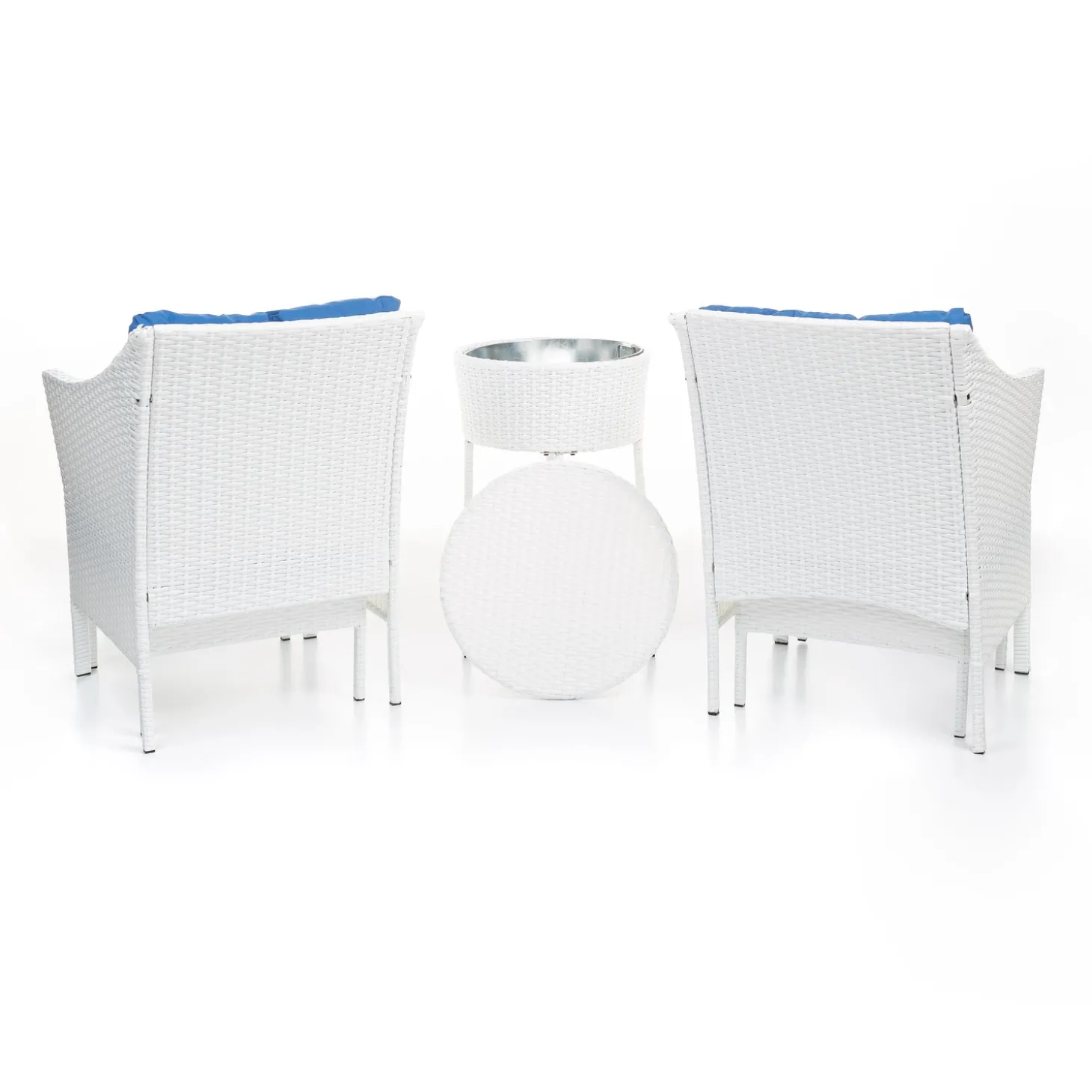 Outdoor Seating Sets>Plow & Hearth Harbor Moon Chat Set with Hideaway Ottomans and Cooler Table White