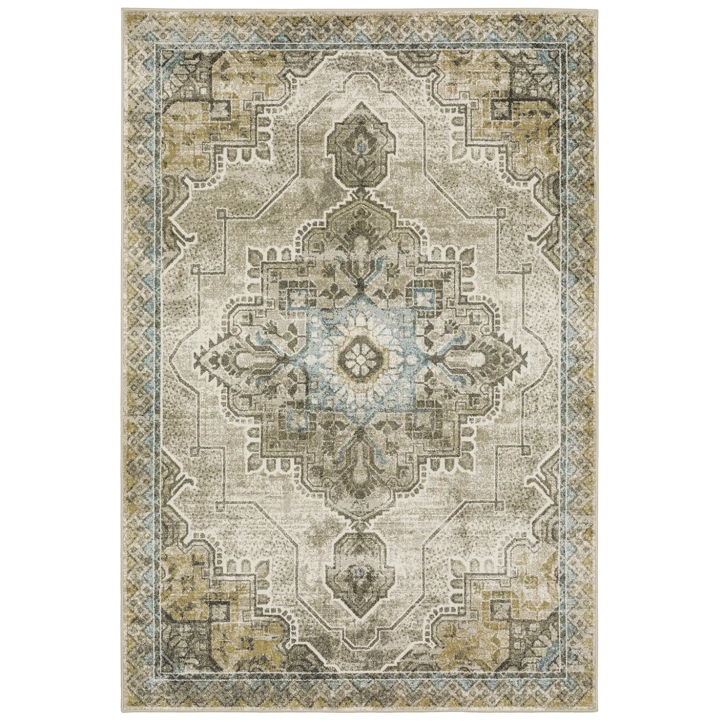 Area Rugs>Plow & Hearth Heartland Traditional Rug, 2'3" x 7'6" Runner Gray