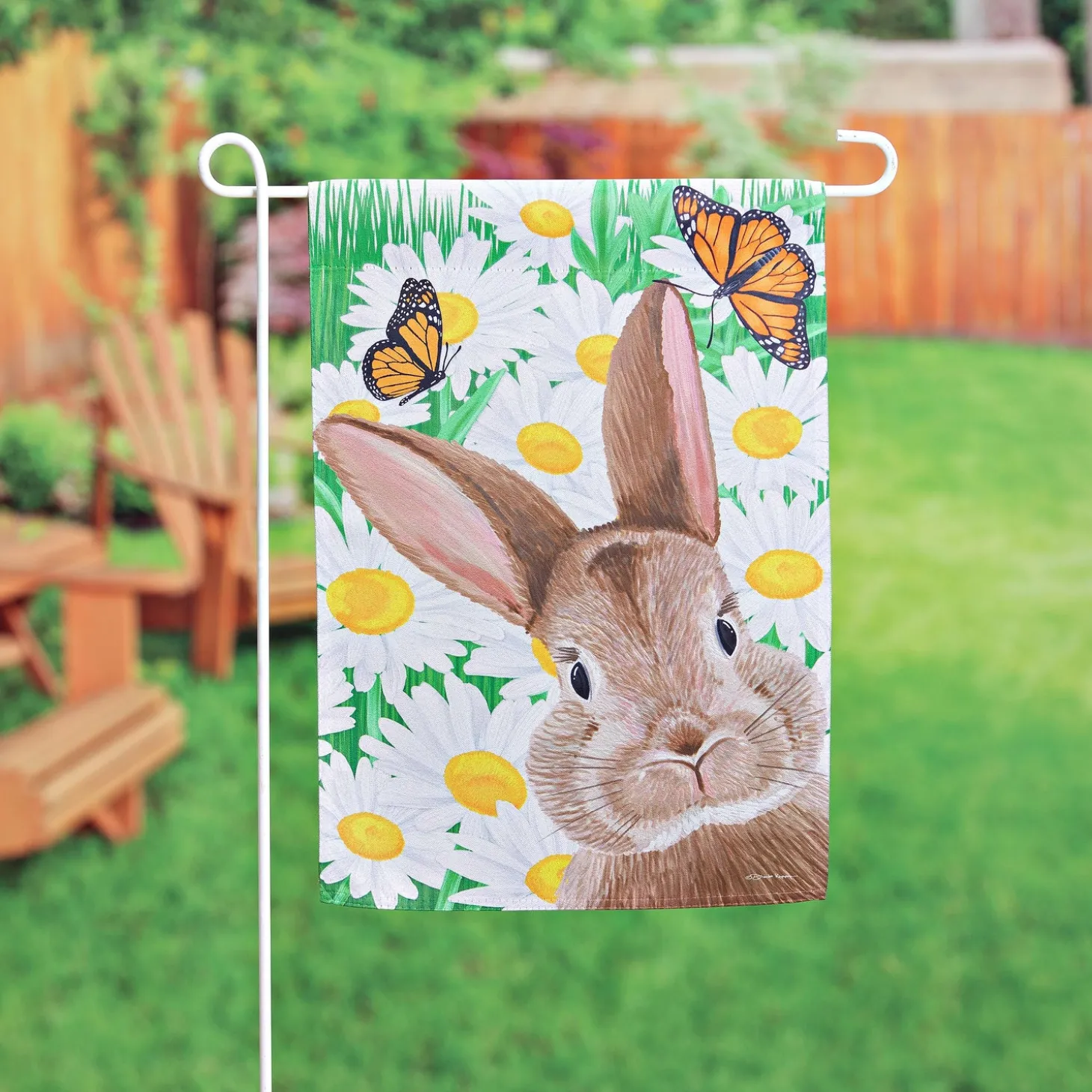 Garden Flags>Plow & Hearth Hello Bunny Suede Garden Flag