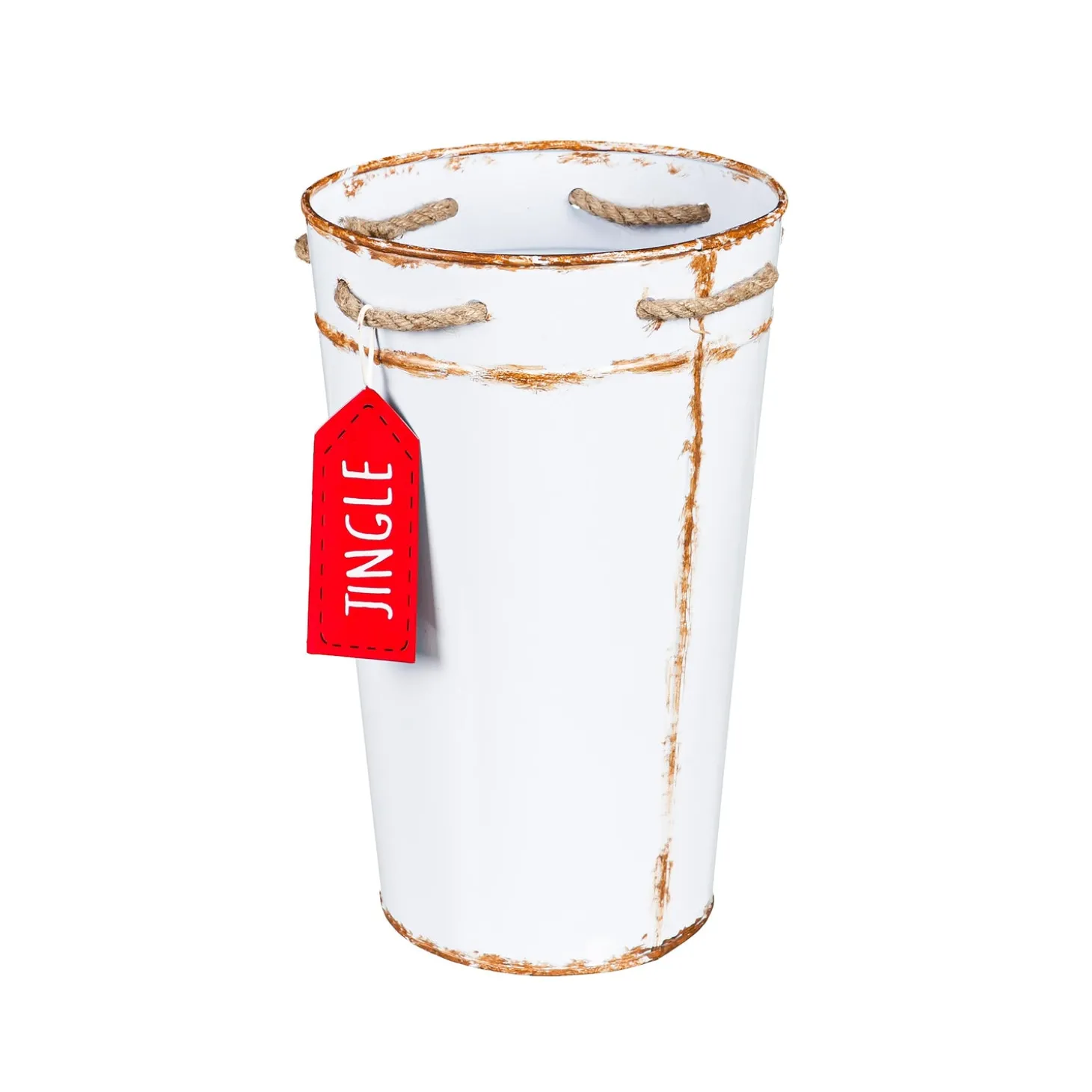 Planters & Plant Stands>Plow & Hearth Holiday Poinsettia Planter, French Bucket with Holiday Tag, Set of 3