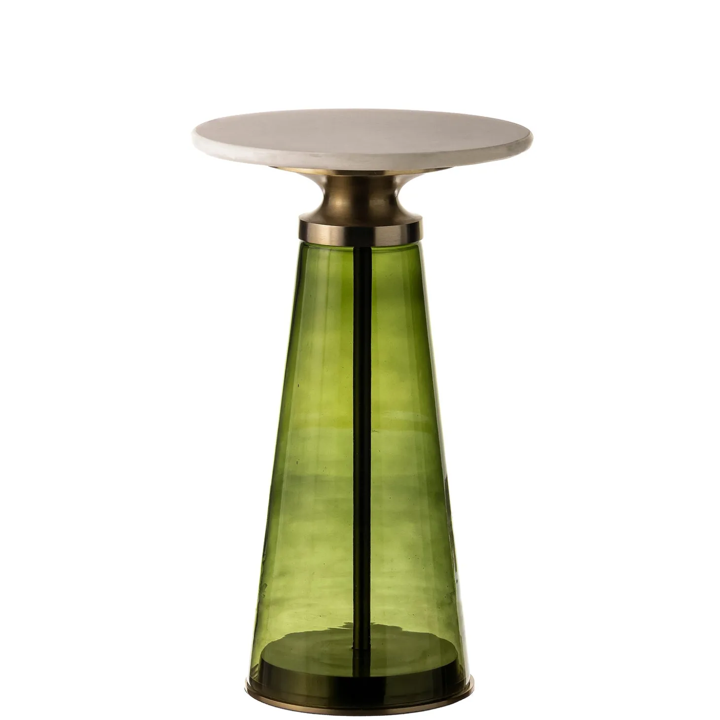Accent Tables | Outdoor Side Tables>Plow & Hearth Indoor Translucent Colored Glass and Marble Side Table, Green