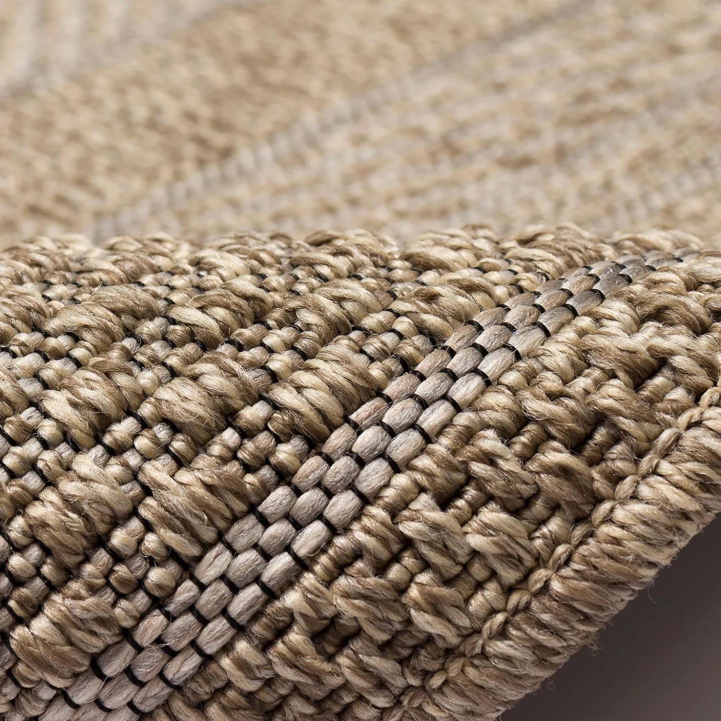 Area Rugs>Plow & Hearth Indoor/Outdoor Beachcomber Border Rug, 6'6" x 9'4" Natural