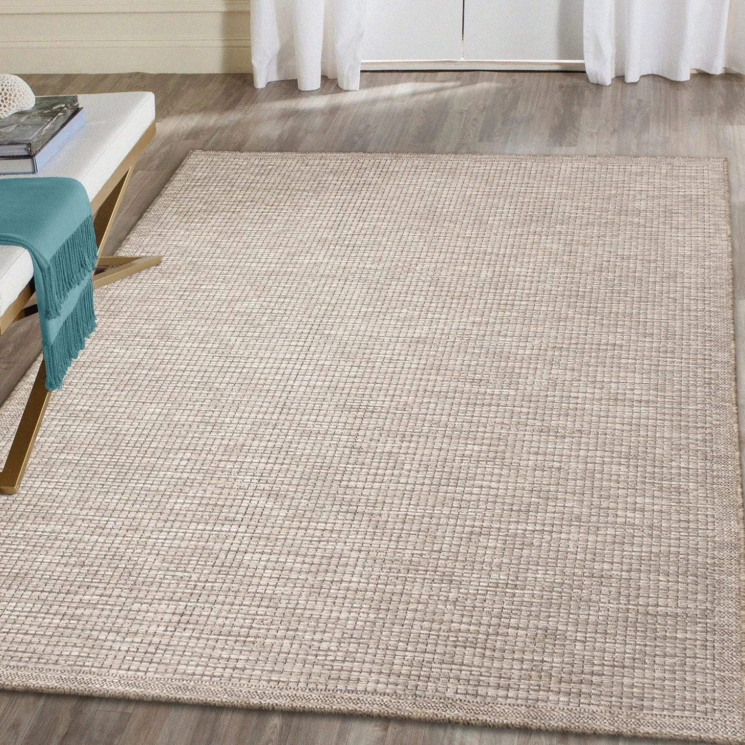 Area Rugs>Plow & Hearth Indoor/Outdoor Beachcomber Texture Rug, 7'10" x 9'10" Natural