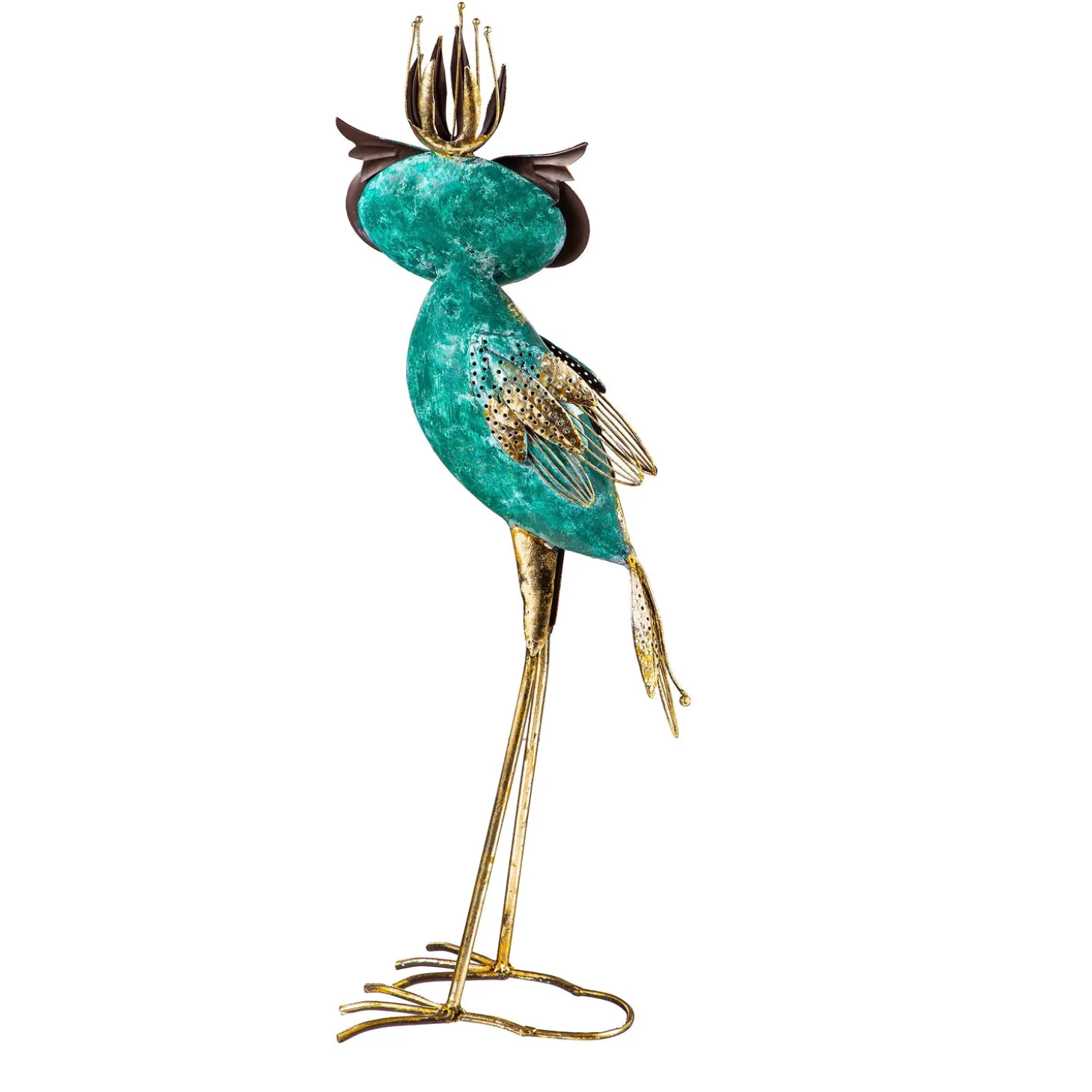 Garden Statues>Plow & Hearth Indoor/Outdoor Blue and Gold Regal Owl Garden Statue