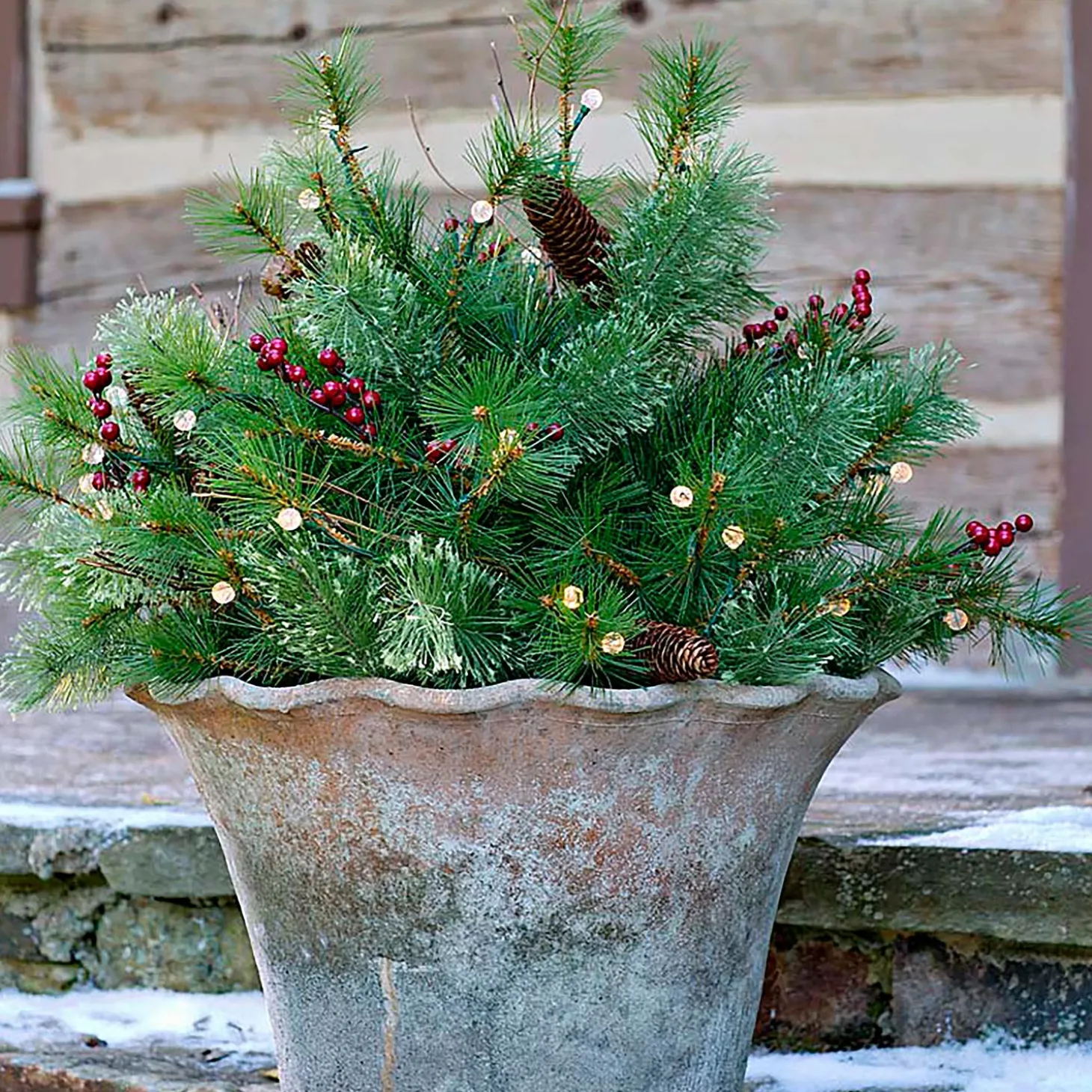 Faux Flowers & Plants | Lighted Accents>Plow & Hearth Indoor/Outdoor Blue Ridge Urn Filler with Battery-Operated Dual-Function Lights