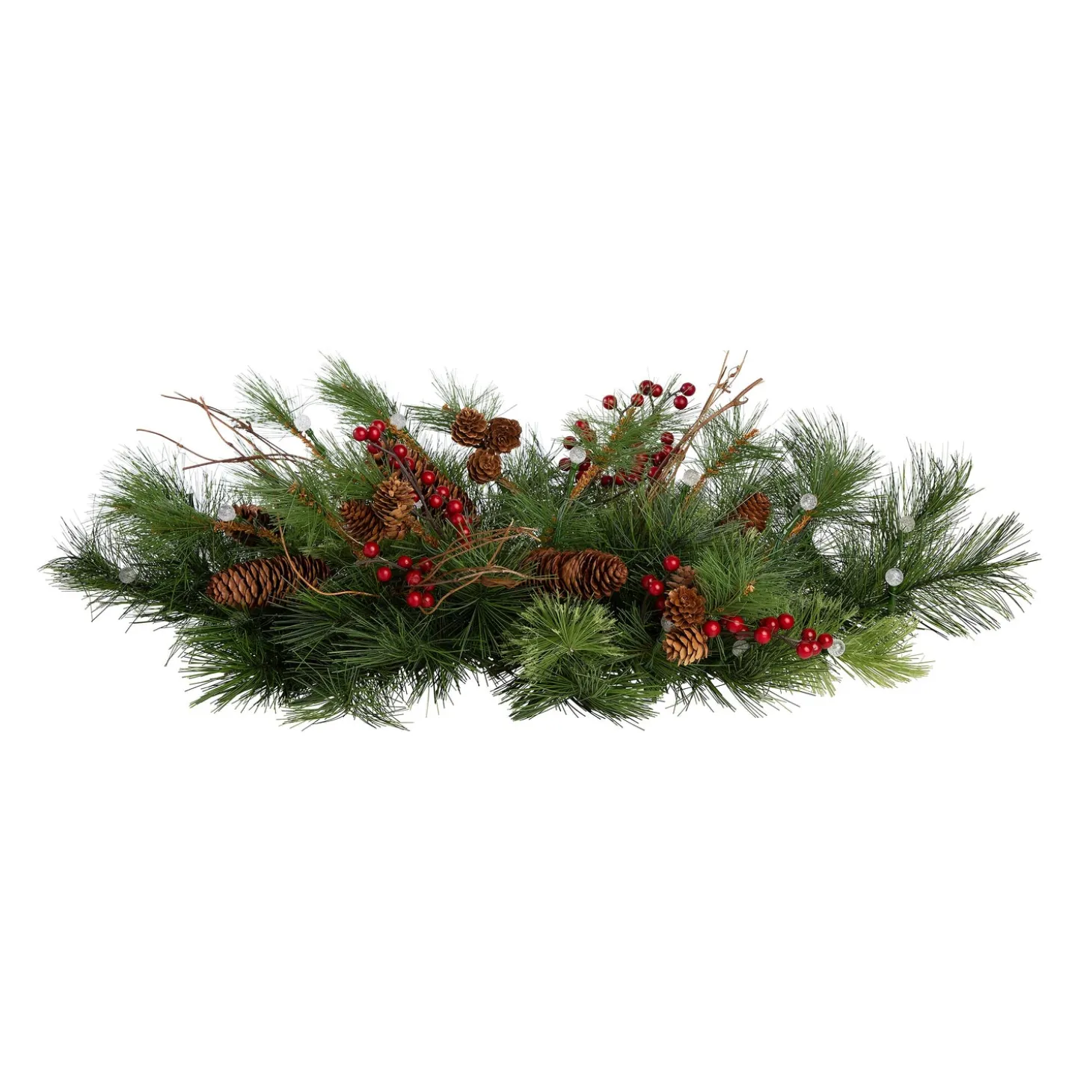 Faux Flowers & Plants | Lighted Trees & Garlands>Plow & Hearth Indoor/Outdoor Blue Ridge Window Swag with Battery-Operated Dual-Function Lights