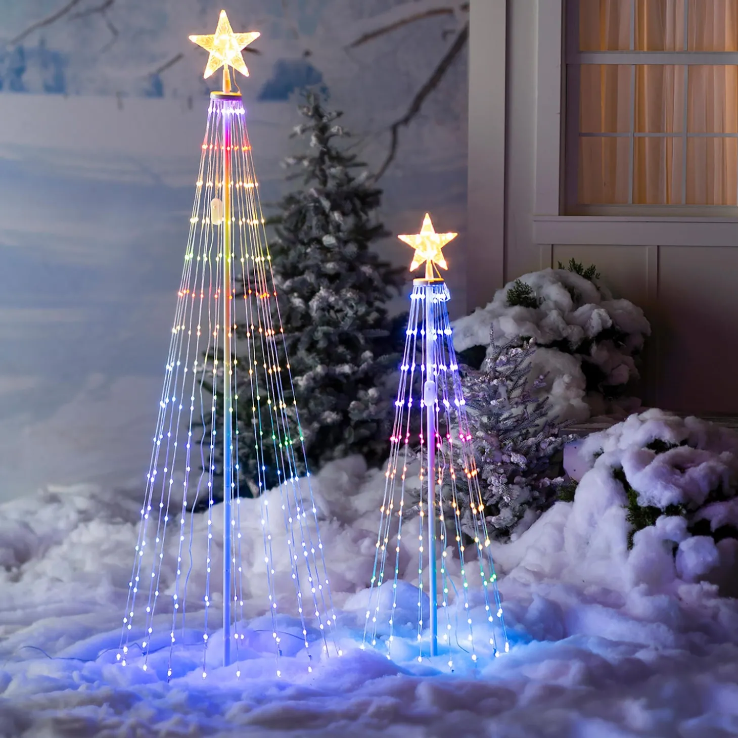 Lighted Trees & Garlands>Plow & Hearth Indoor/Outdoor Christmas Tree Cone with Multicolor Lights, Small