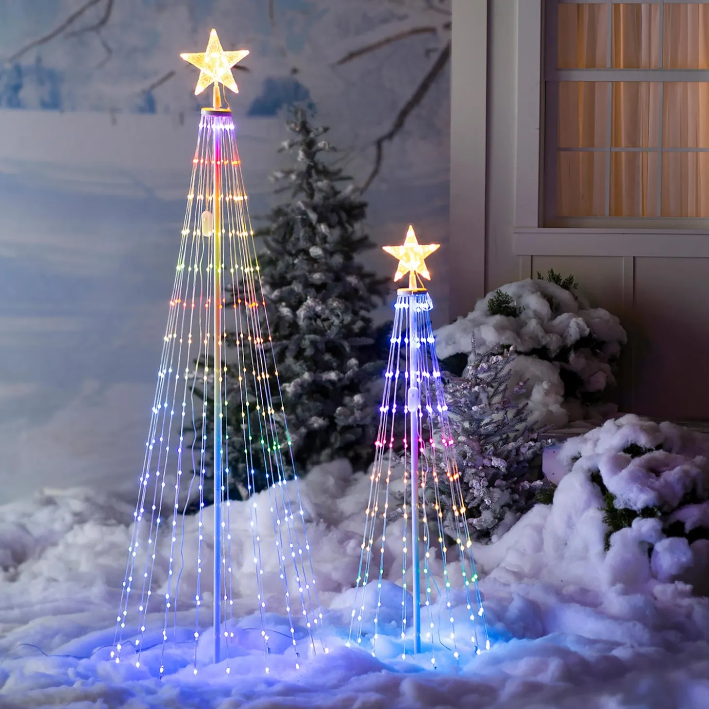 Lighted Trees & Garlands>Plow & Hearth Indoor/Outdoor Christmas Tree Cone with Multicolor Lights, Tall