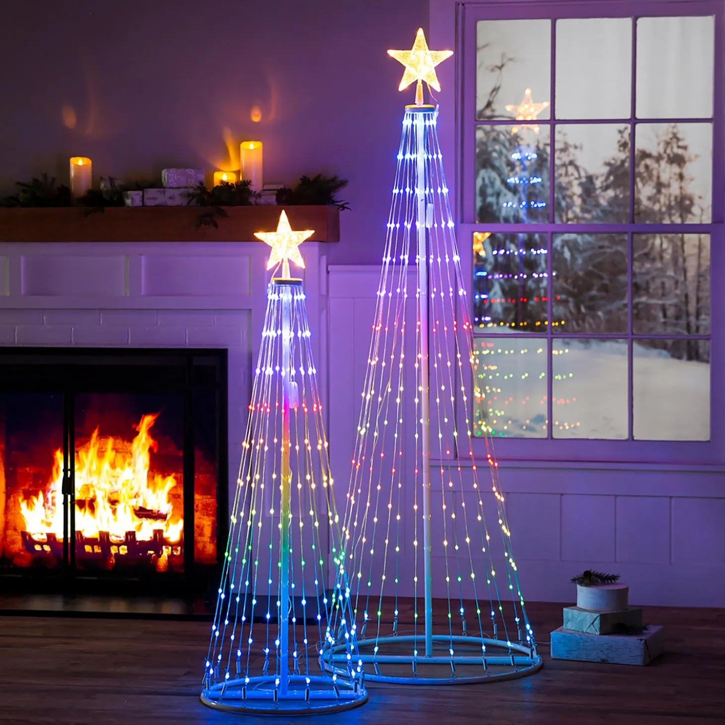 Lighted Trees & Garlands>Plow & Hearth Indoor/Outdoor Christmas Tree Cone with Multicolor Lights, Tall