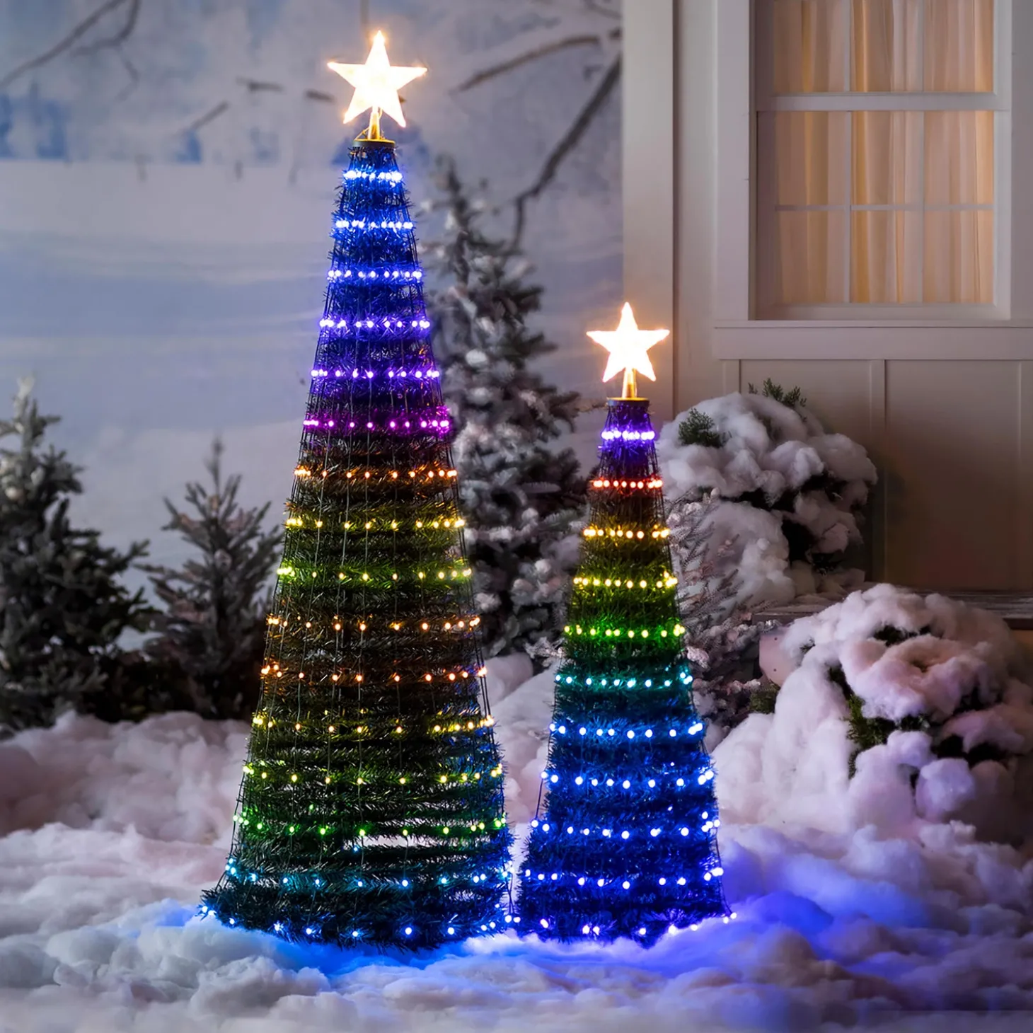 Lighted Trees & Garlands>Plow & Hearth Indoor/Outdoor Christmas Tree With Multicolor Lights, 71"