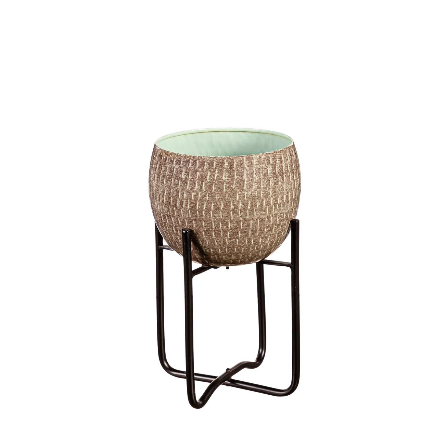 Planters & Plant Stands>Plow & Hearth Indoor/Outdoor Distressed Green and Brown Planters, Set of 2