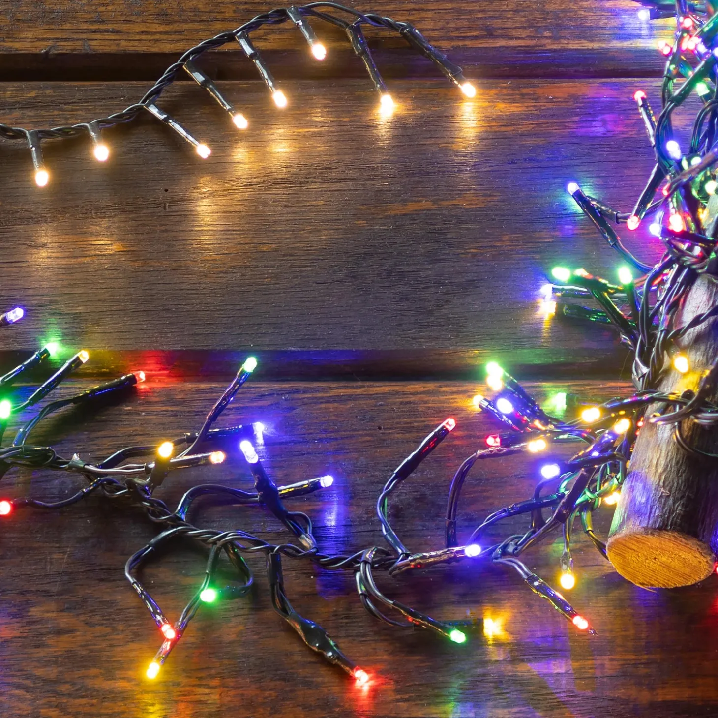 String Lights>Plow & Hearth Indoor/Outdoor Electric Cluster Lights with 1128 Multi-Color LEDs; 32'L