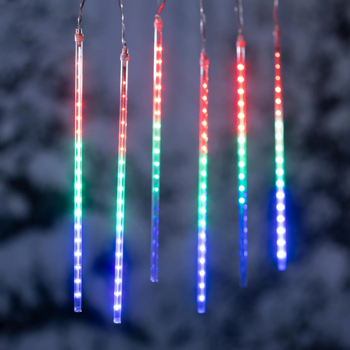 String Lights>Plow & Hearth Indoor/Outdoor Electric Icicle Chasing Lights with Multicolor LEDs