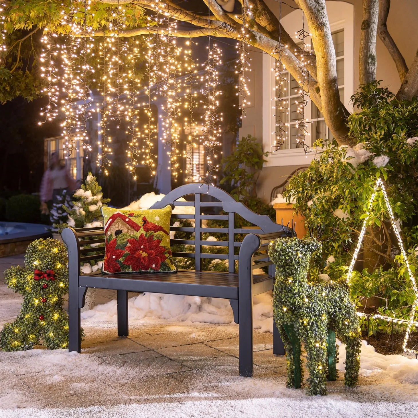 Garden Stakes | Lighted Garden Decorations>Plow & Hearth Indoor/Outdoor Electric Lighted 18"H Frosted Greens Holiday Tree