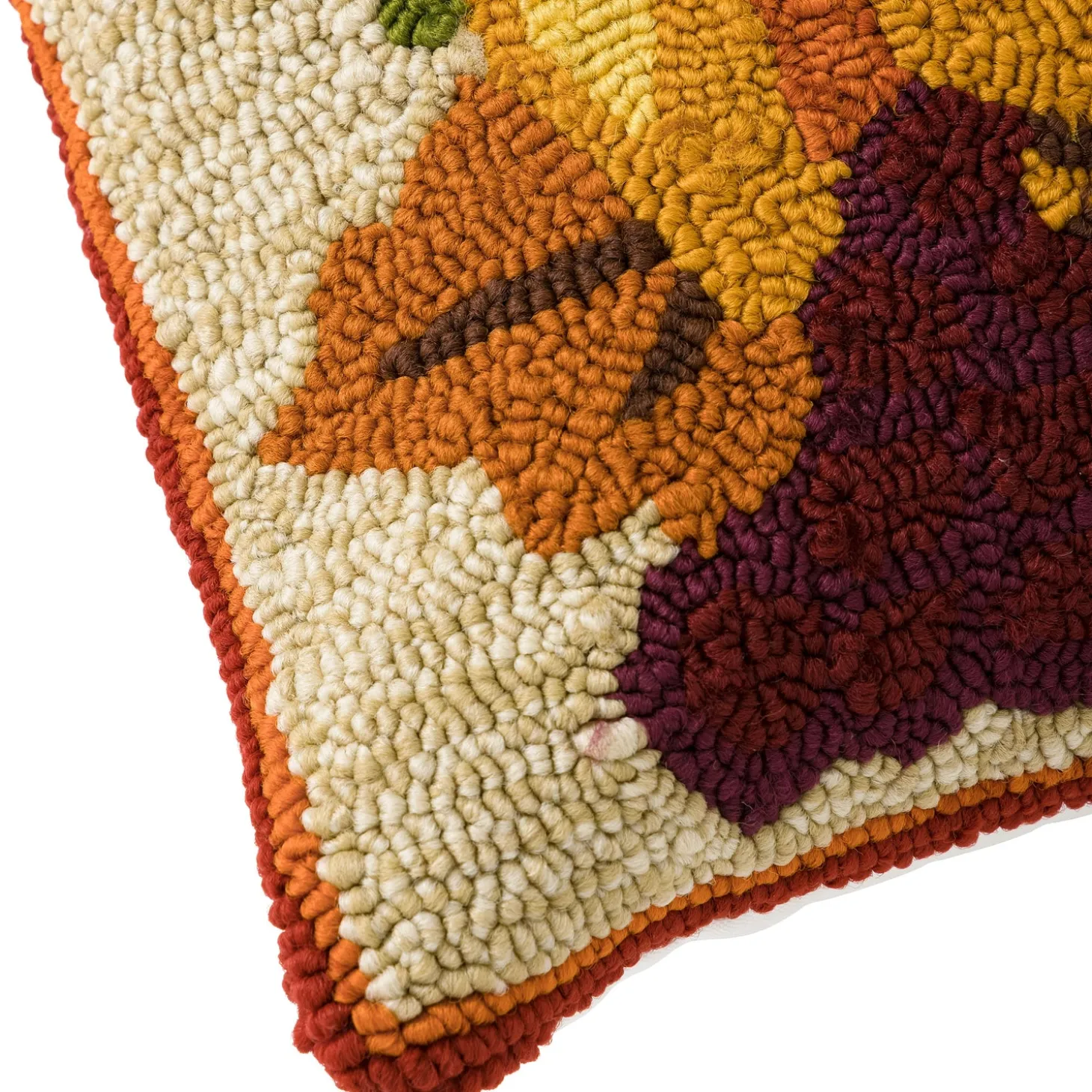 Outdoor Throw Pillows | Decorative Pillows>Plow & Hearth Indoor/Outdoor Fall Bounty Hand Hooked Polypropylene Throw Pillow