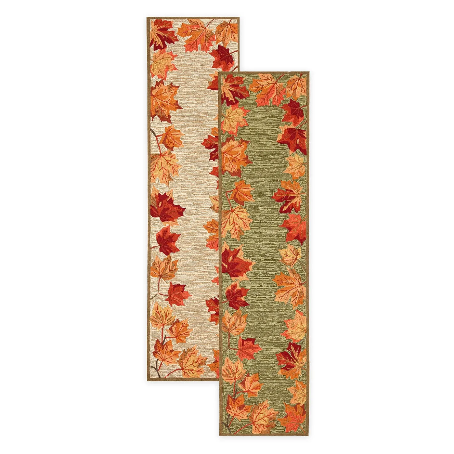 Area Rugs>Plow & Hearth Indoor/Outdoor Falling Leaves Border Rug, 5' x 7'6"